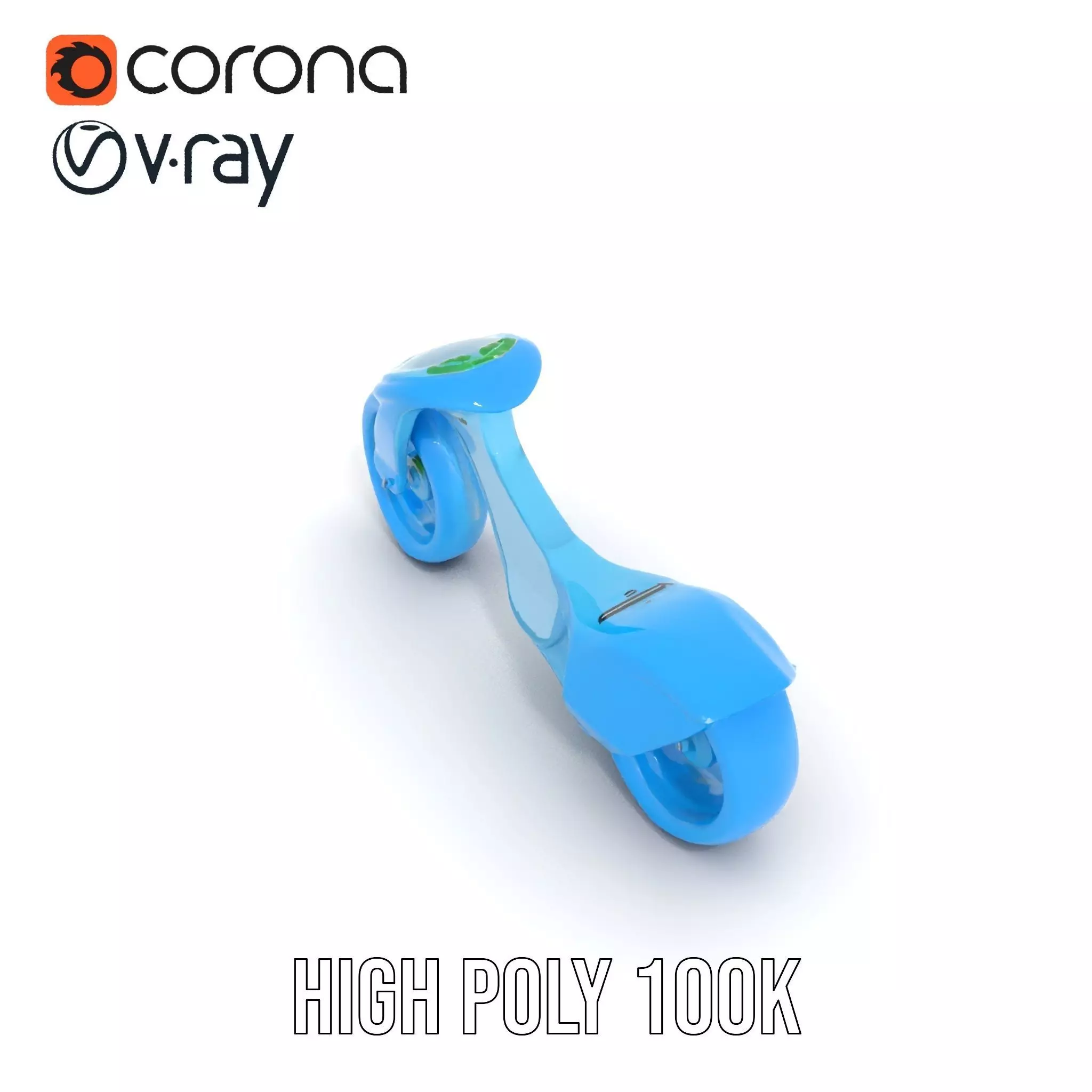 Futuristic Cyan Motorcycle model pack Low-poly 3D model_32