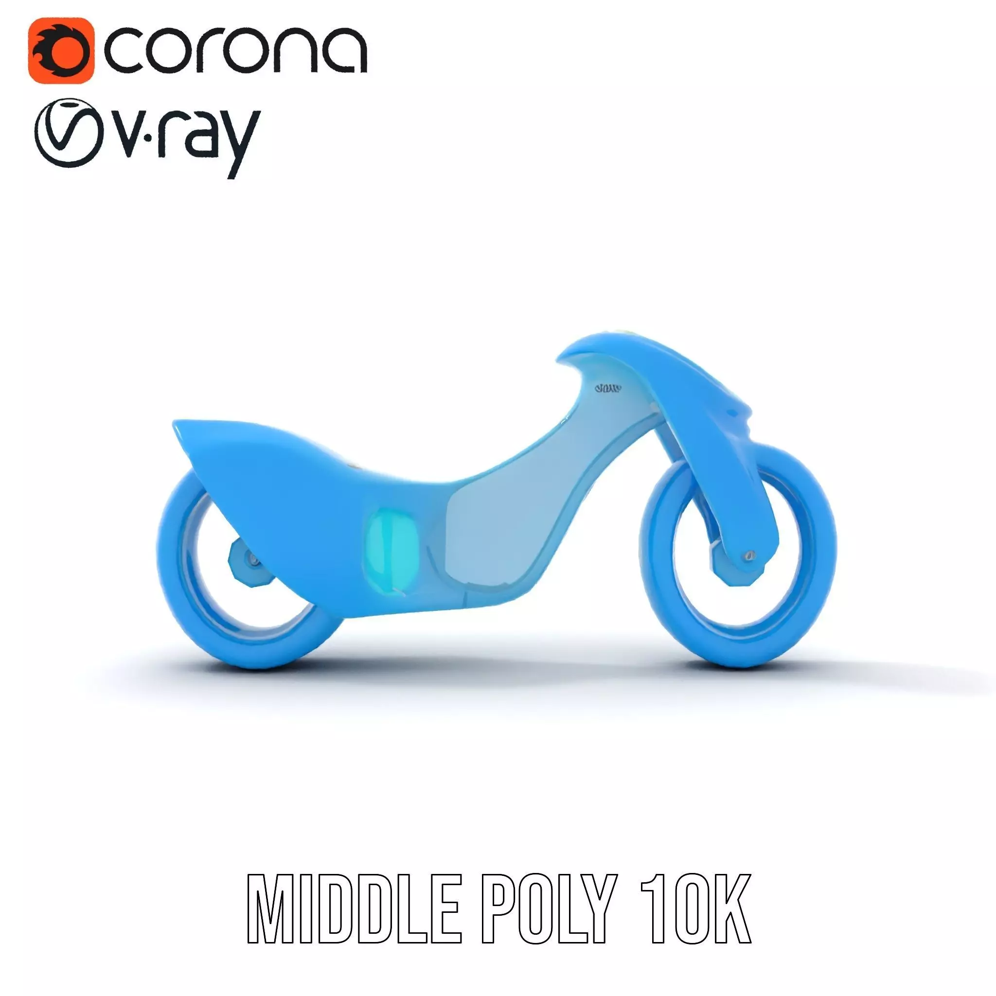 Futuristic Cyan Motorcycle model pack Low-poly 3D model_30