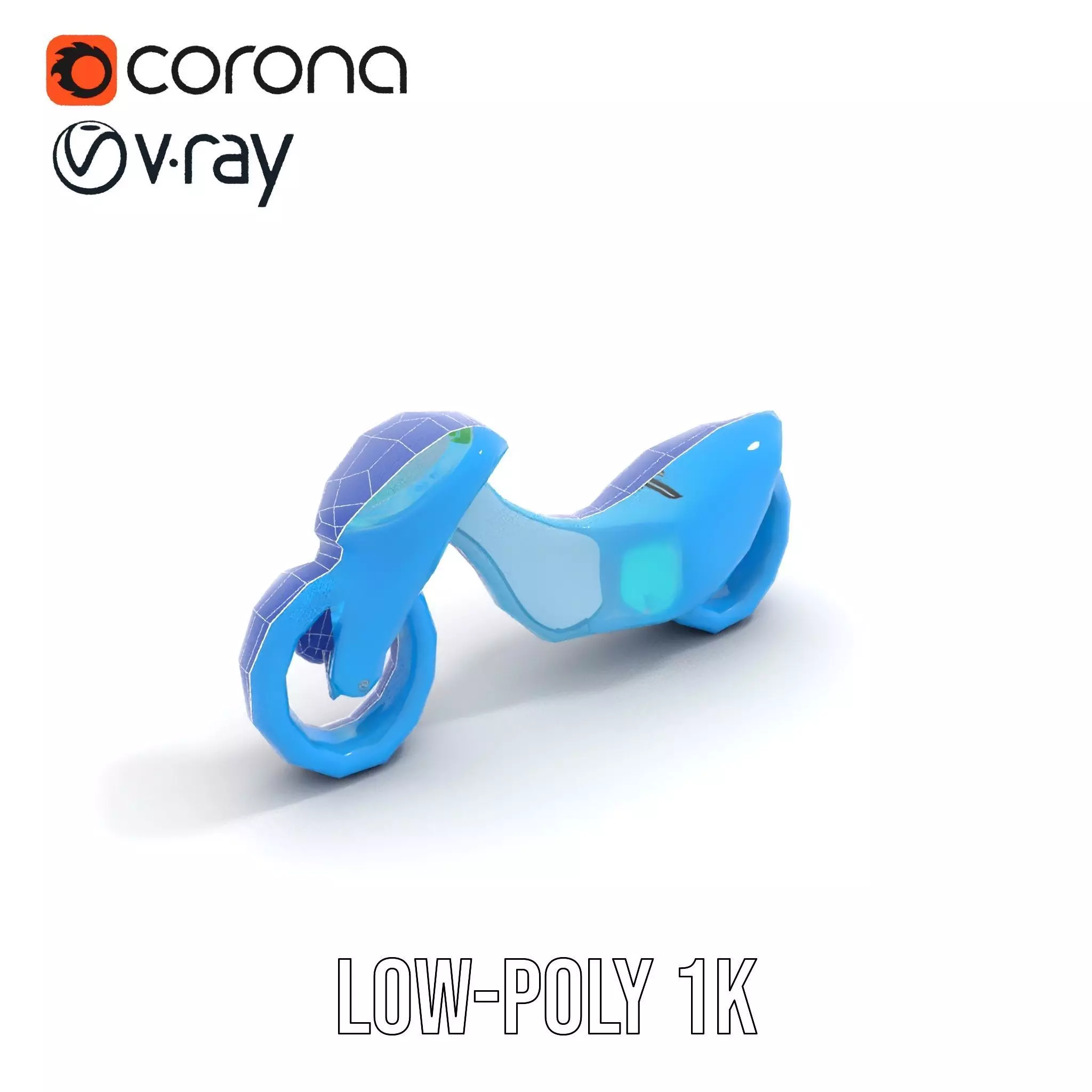 Futuristic Cyan Motorcycle model pack Low-poly 3D model_25