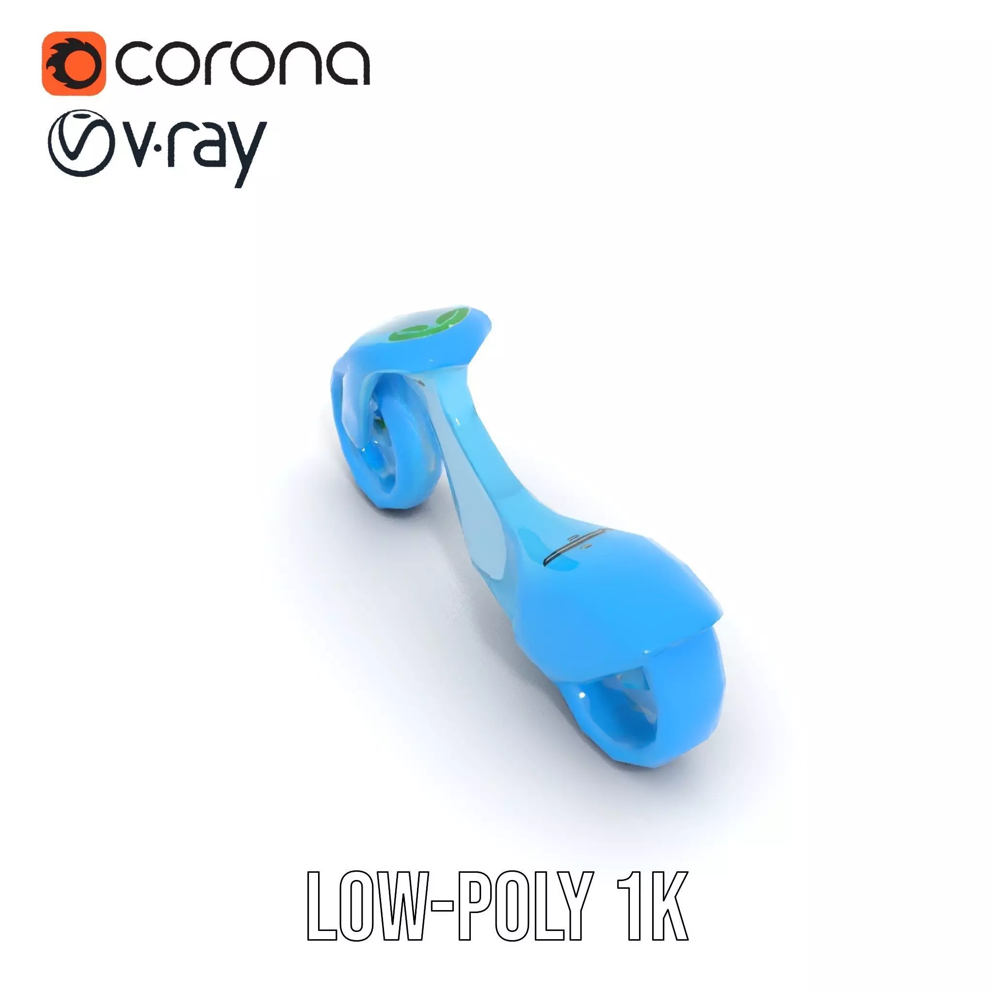 Futuristic Cyan Motorcycle model pack Low-poly 3D model_31