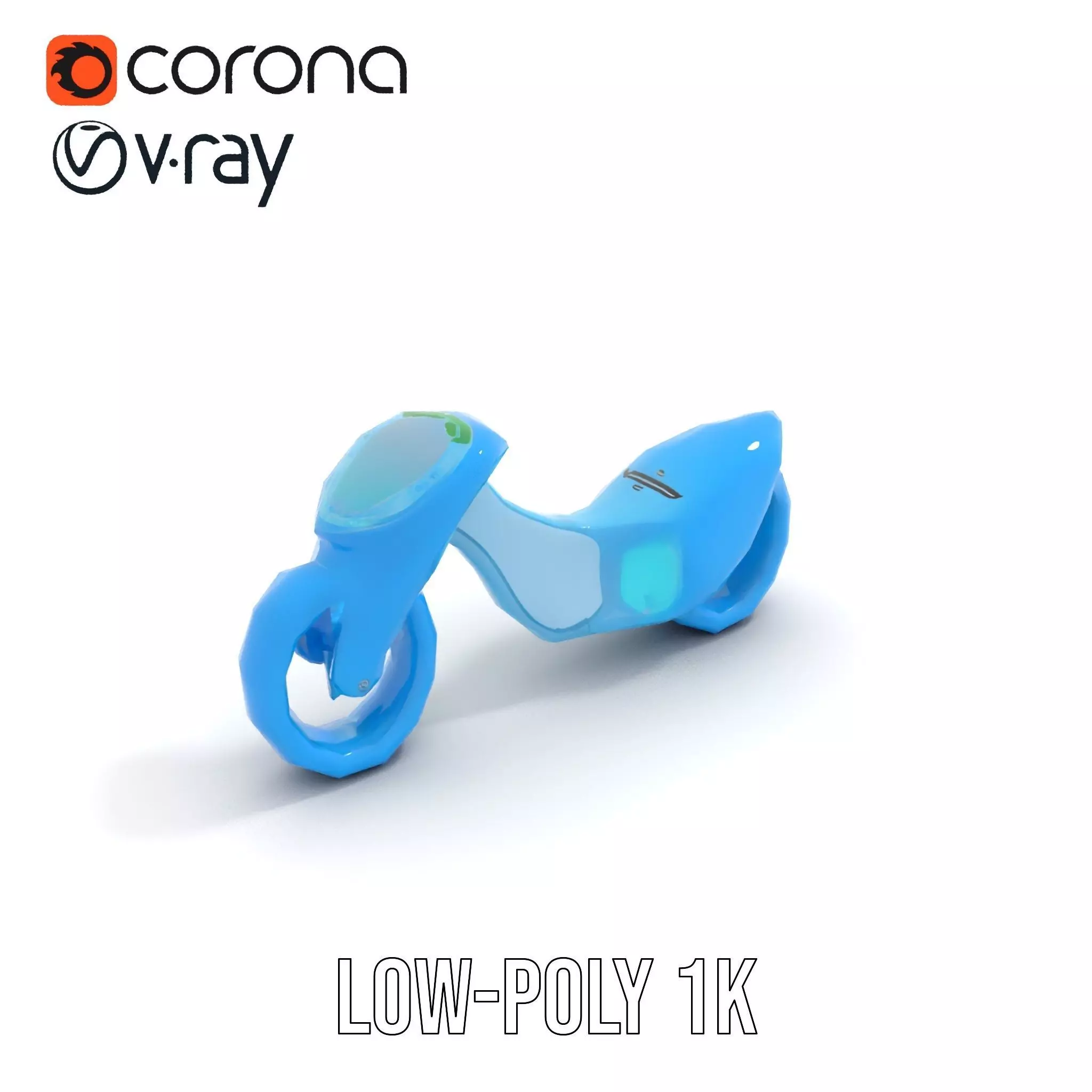 Futuristic Cyan Motorcycle model pack Low-poly 3D model_8