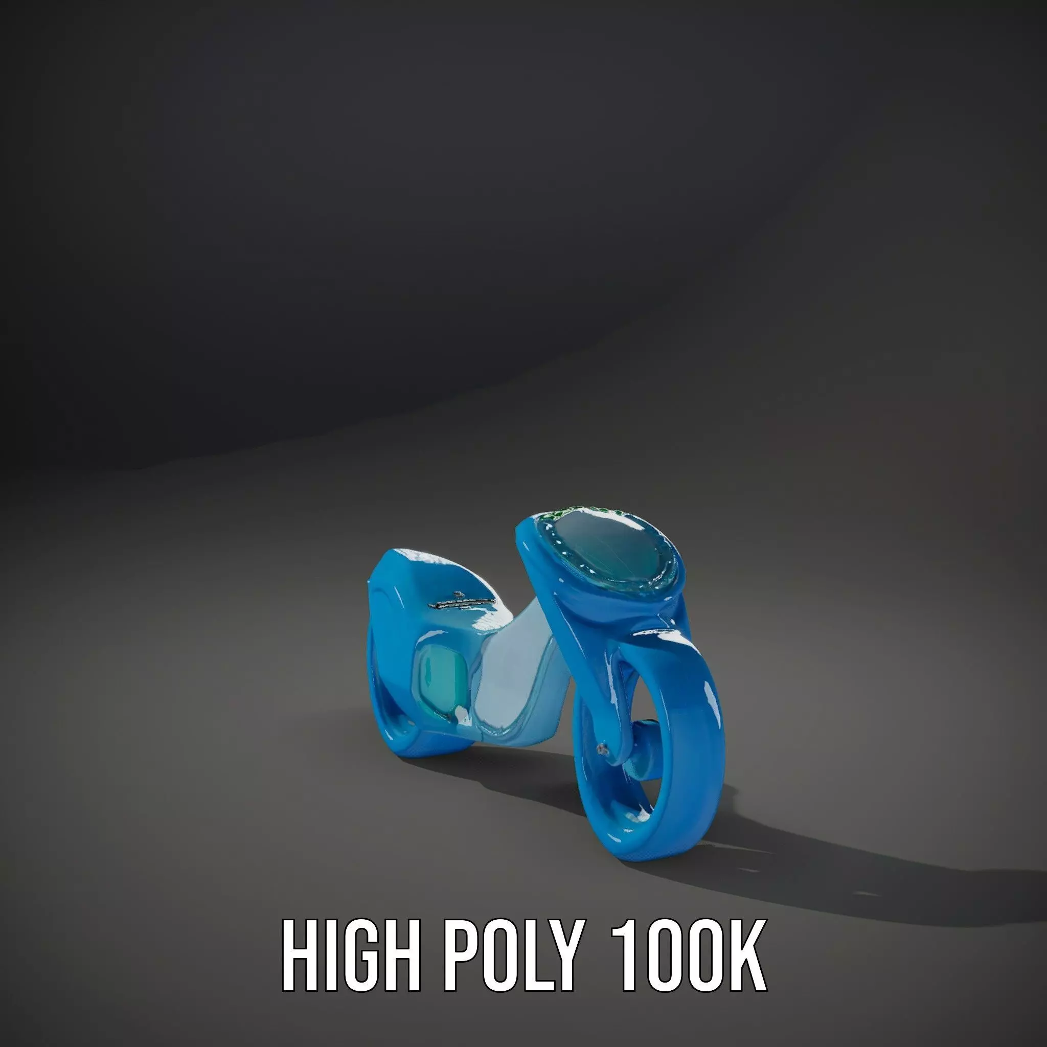 Futuristic Cyan Motorcycle model pack Low-poly 3D model_11