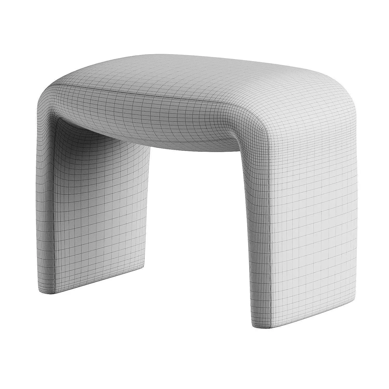 footstool white 3D model_6