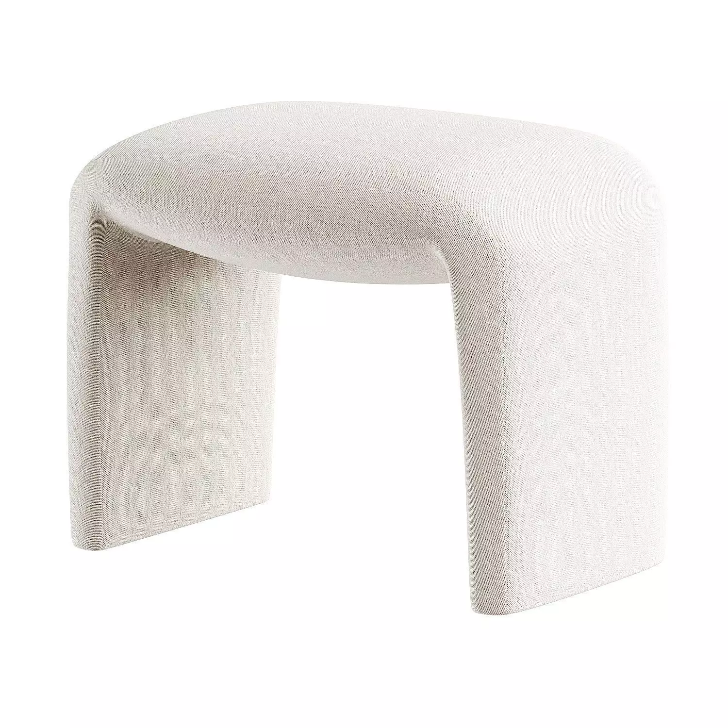 footstool white 3D model_4