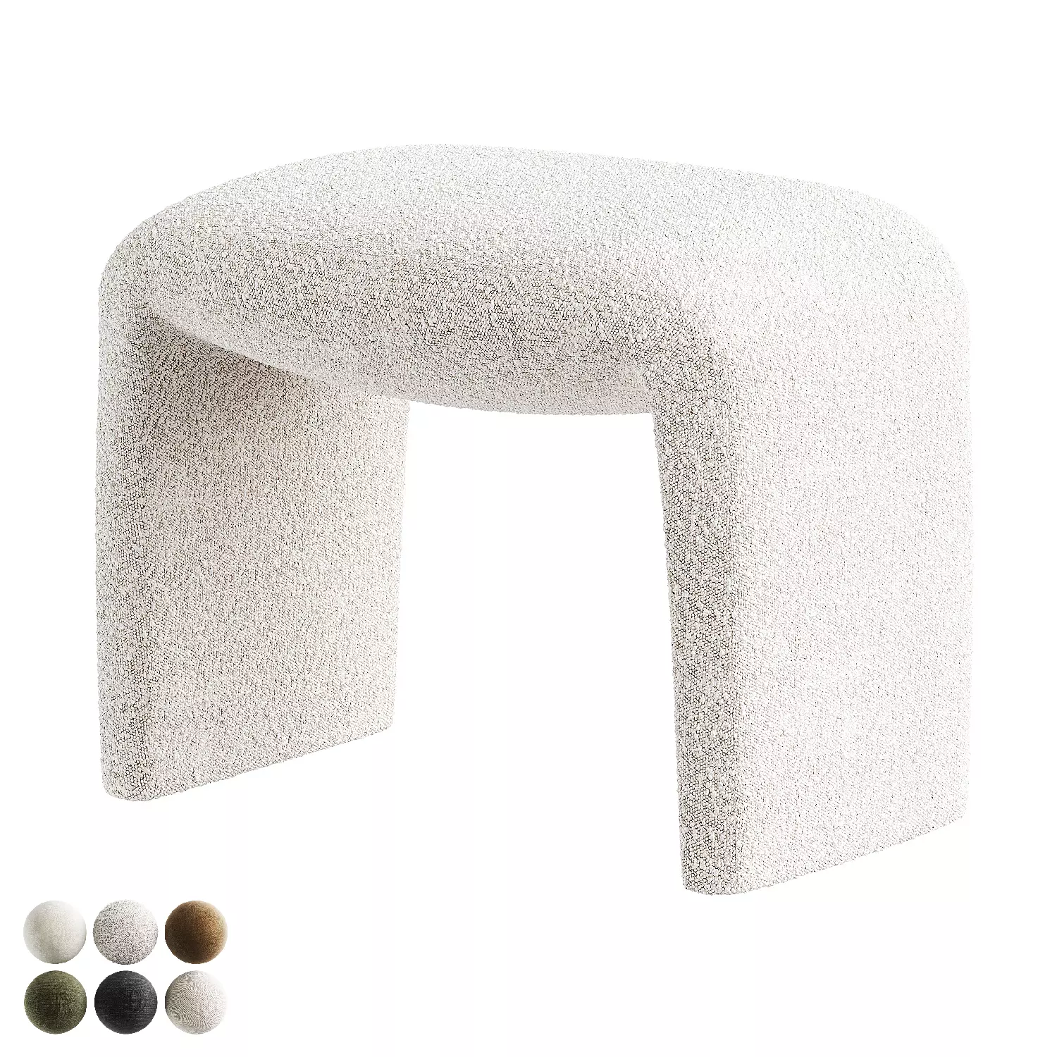 footstool white 3D model_0