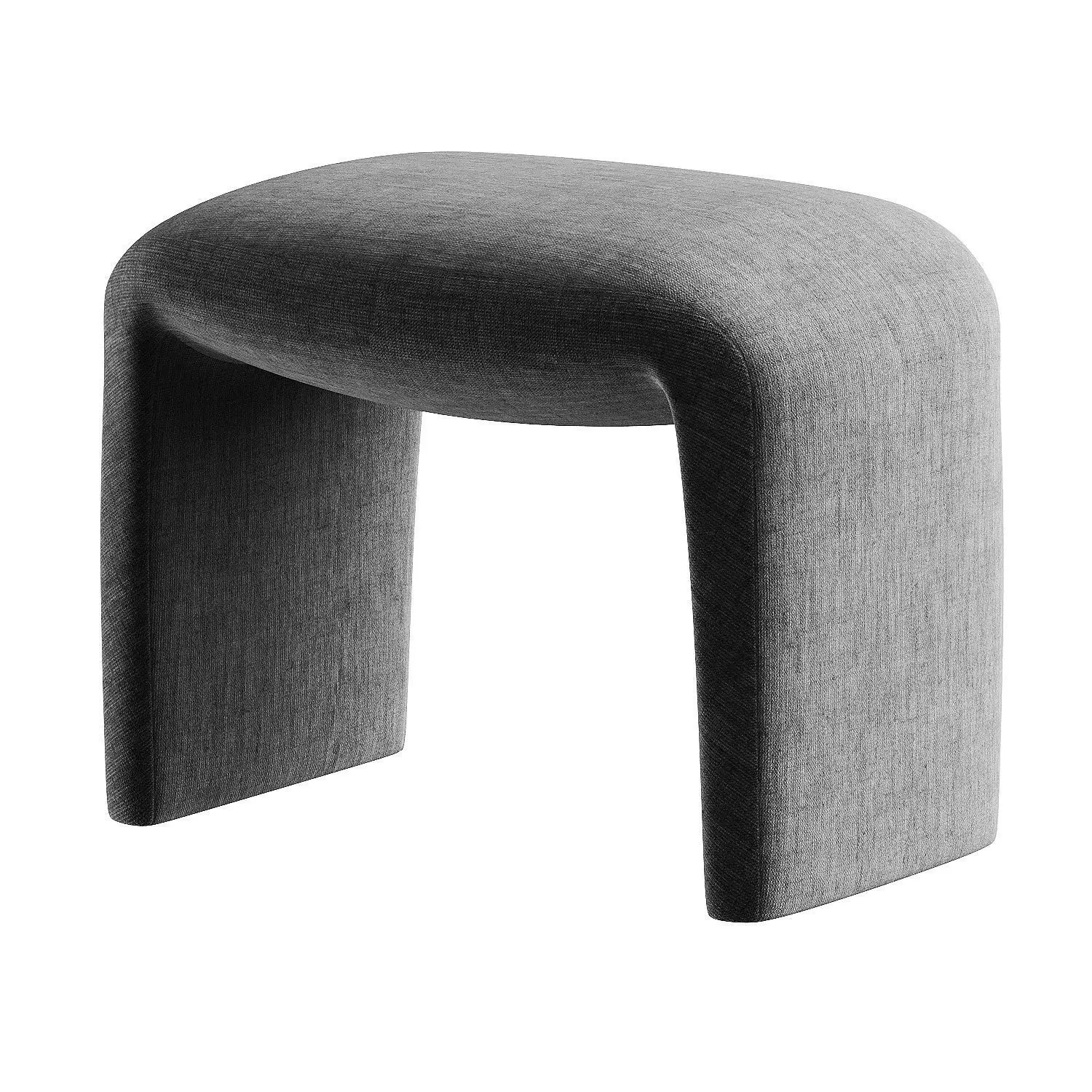 footstool white 3D model_3
