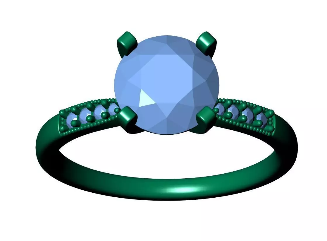 Round Engagement Ring 3D print model_12