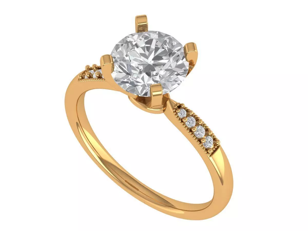 Round Engagement Ring 3D print model_4