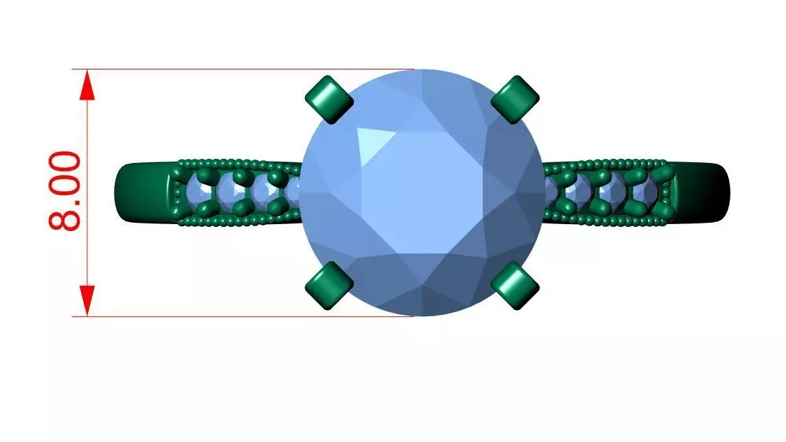Round Engagement Ring 3D print model_10