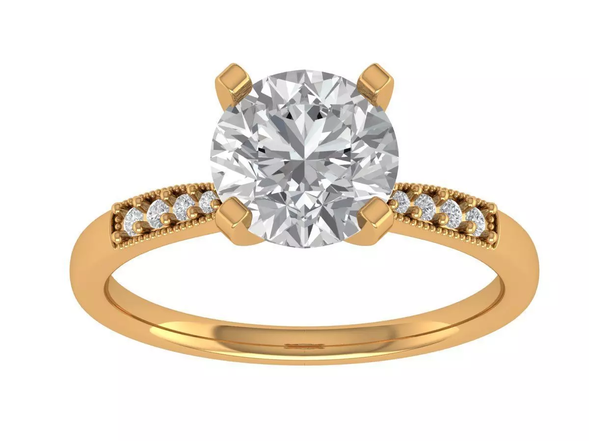 Round Engagement Ring 3D print model_3