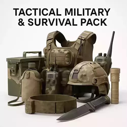 Tactical Military Survival Pack  Realistic Desert Camo Edition Low-poly 3D model