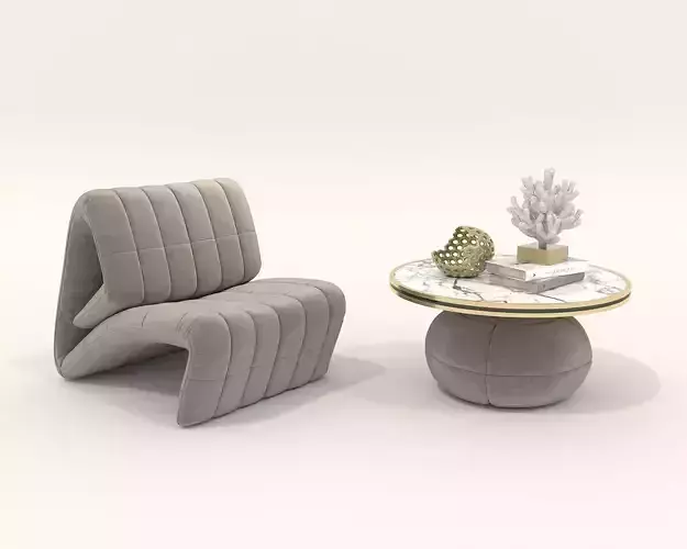 Modern Coffee Table and Armchair Set 60