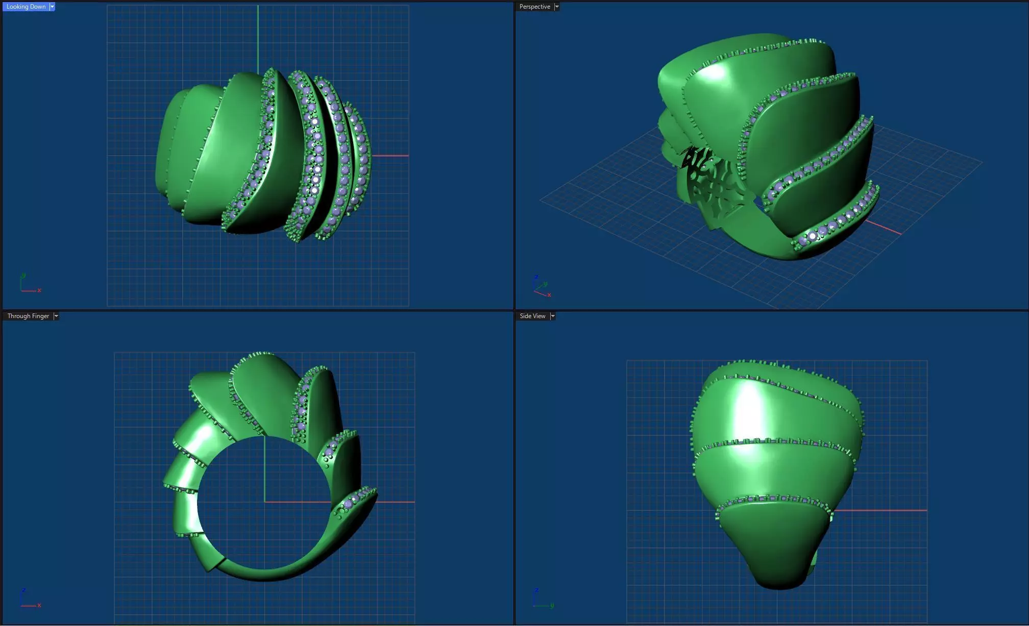 Ring Diamond Gold Bold Lightweight 3D Jewelry Design 3D print model_3