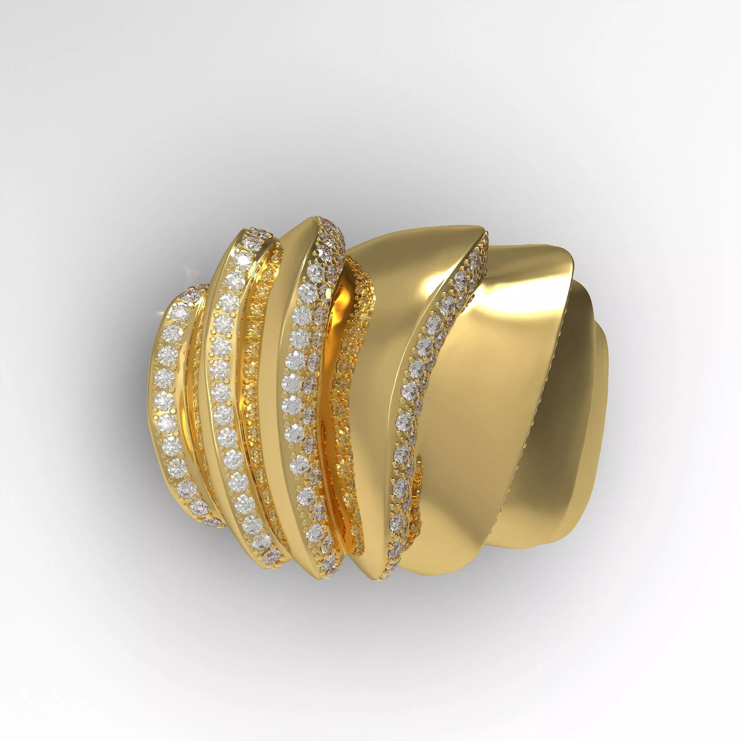 Ring Diamond Gold Bold Lightweight 3D Jewelry Design 3D print model_1