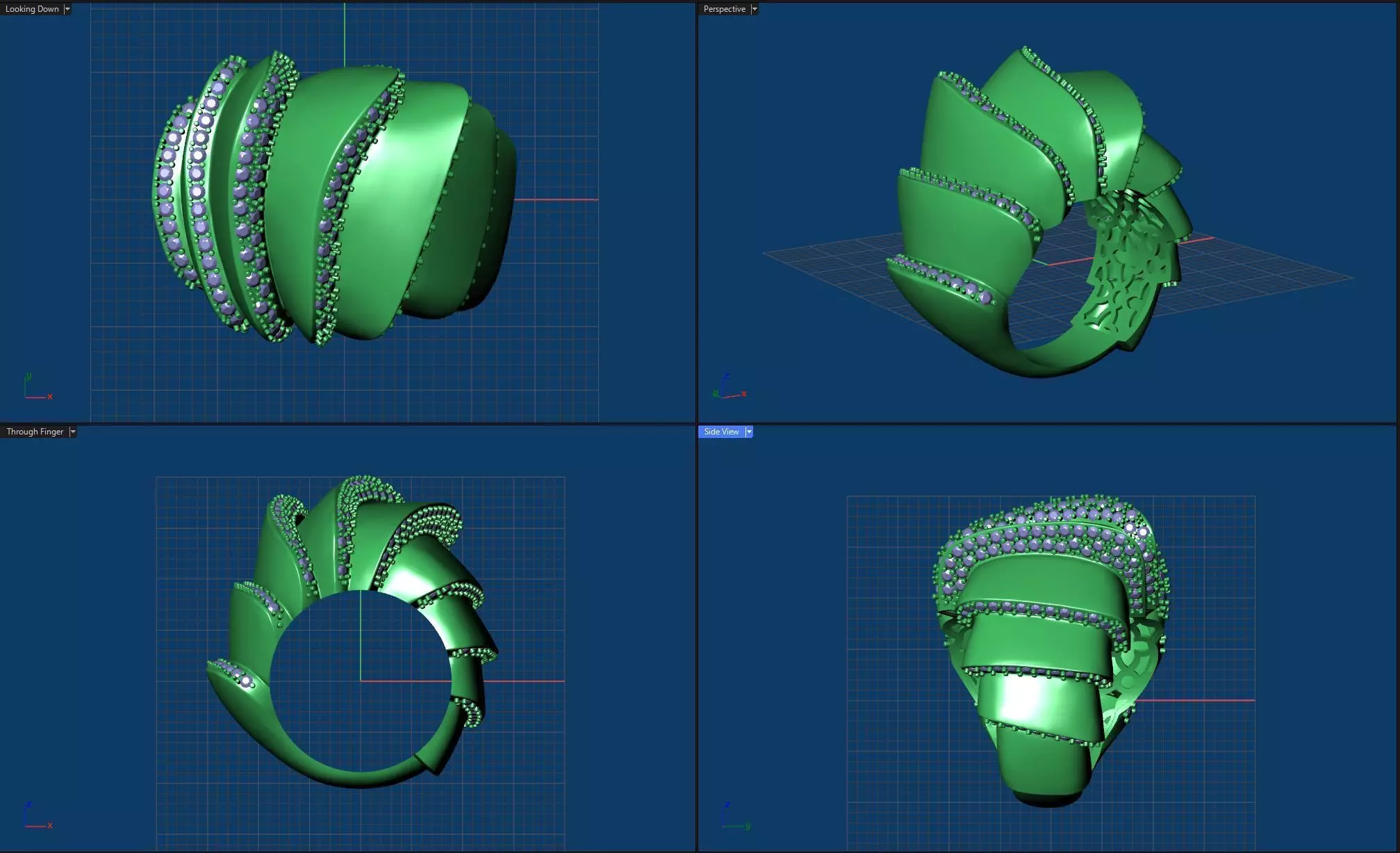 Ring Diamond Gold Bold Lightweight 3D Jewelry Design 3D print model_4