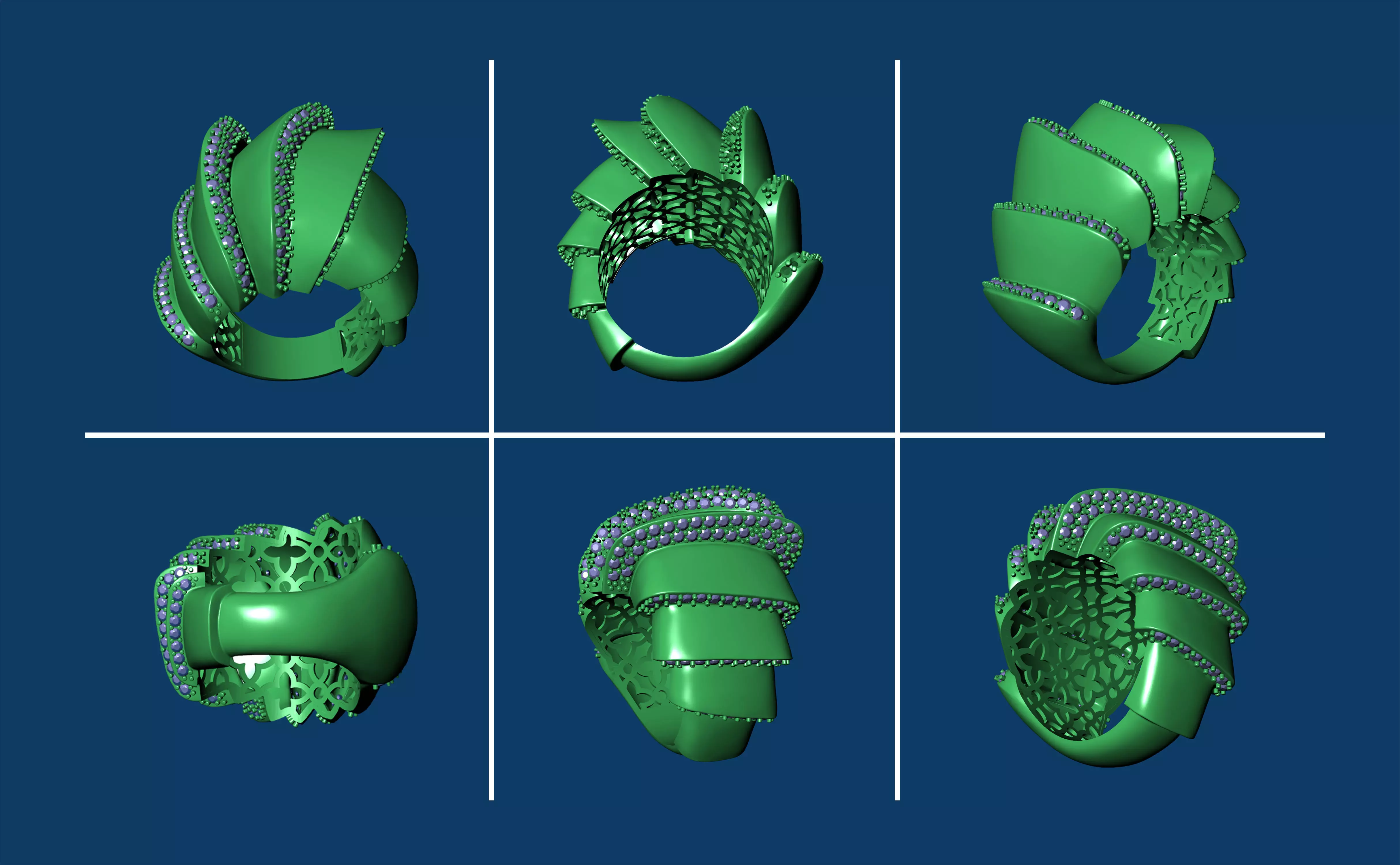 Ring Diamond Gold Bold Lightweight 3D Jewelry Design 3D print model_5