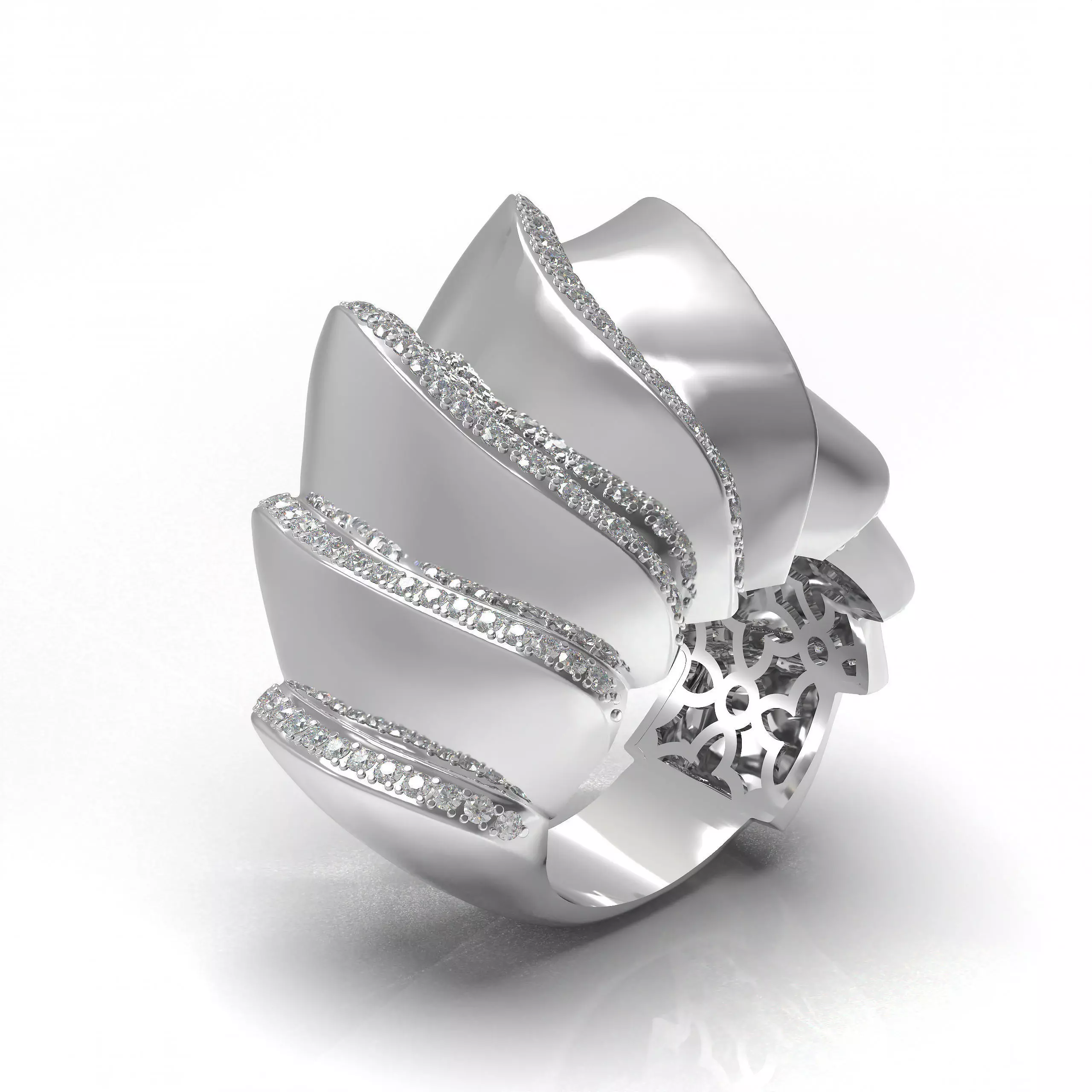 Ring Diamond Gold Bold Lightweight 3D Jewelry Design 3D print model_6