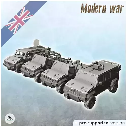 Set of British vehicles Iveco LMV Lince Panther CLV with differe 3D print model