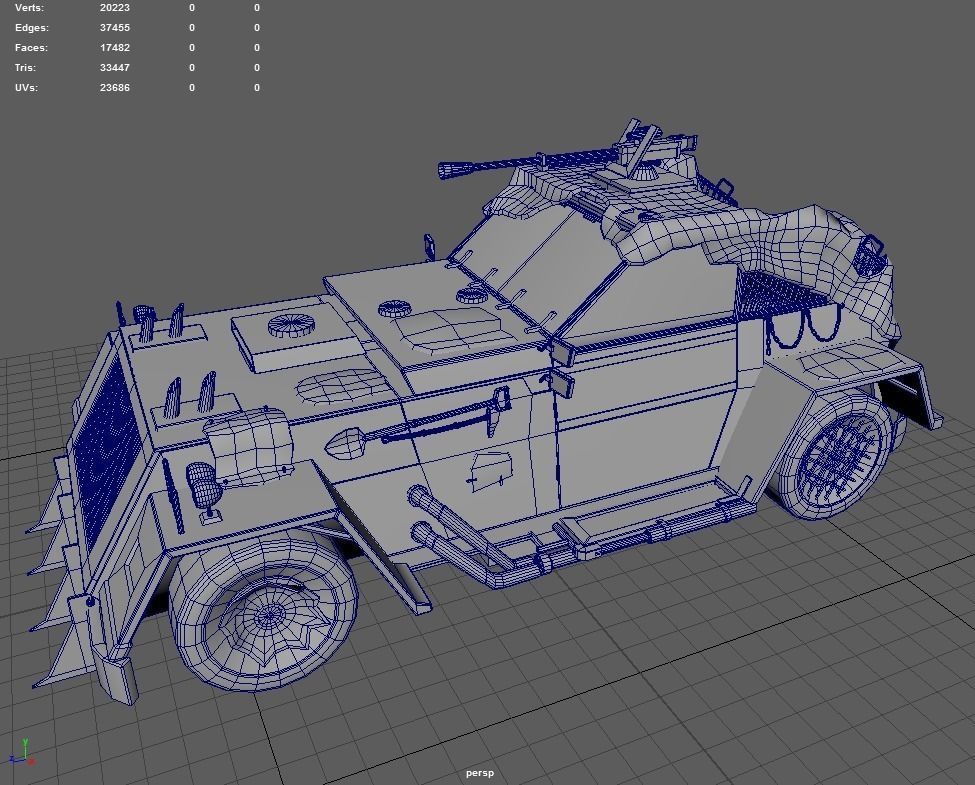 Apocalyptic armored vehicle game ready Low-poly 3D model_24