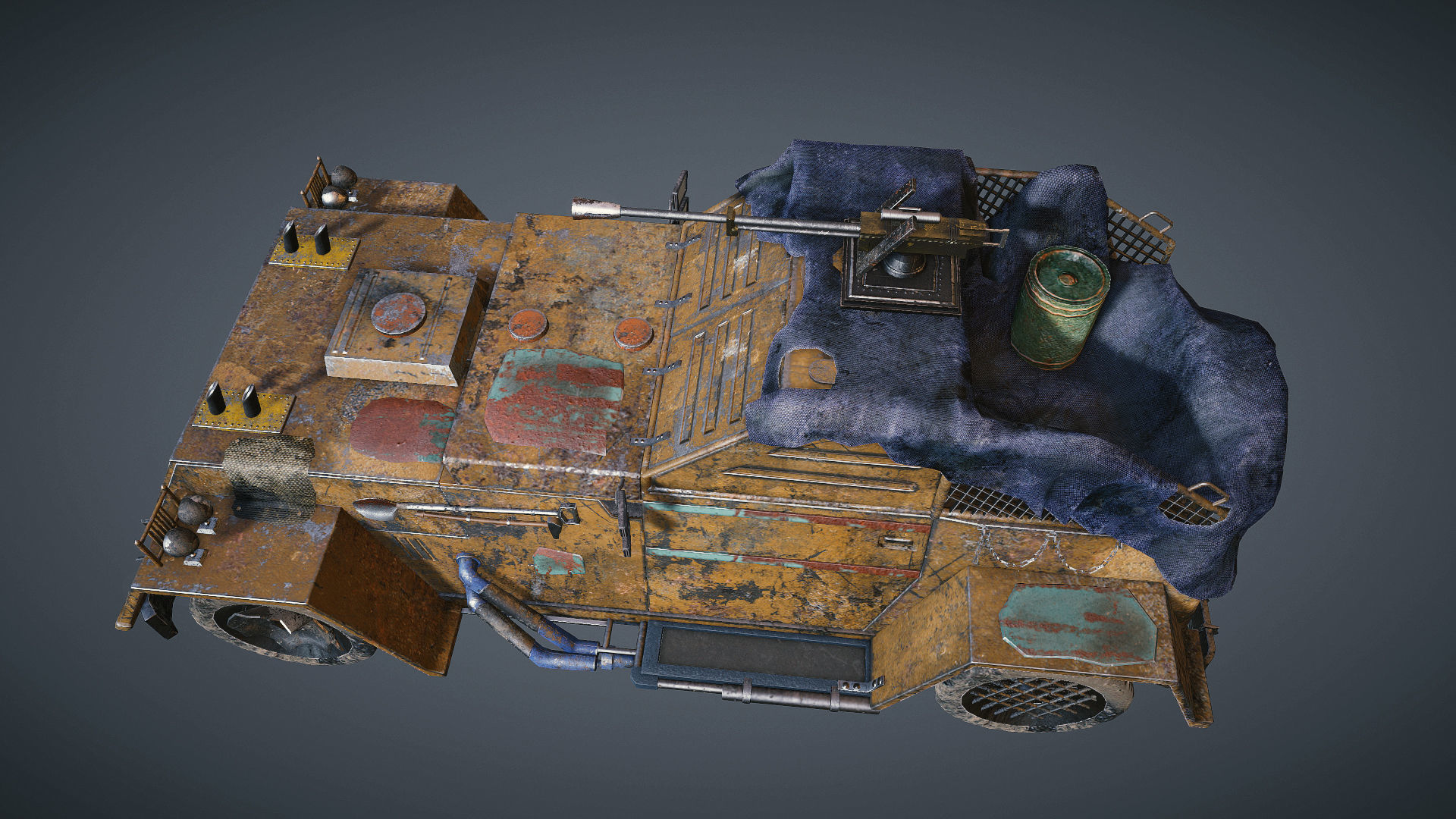 Apocalyptic armored vehicle game ready Low-poly 3D model_10