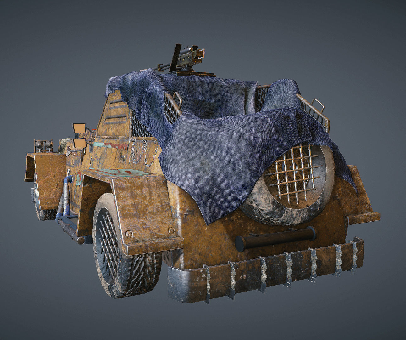 Apocalyptic armored vehicle game ready Low-poly 3D model_8