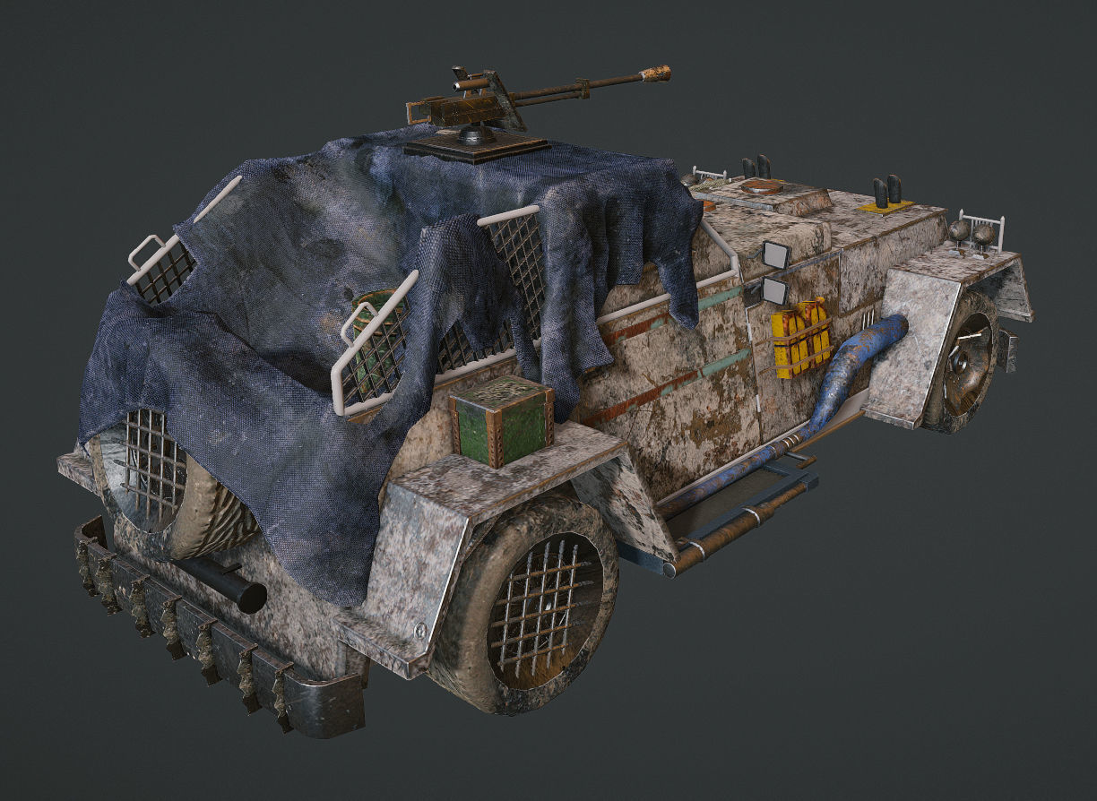 Apocalyptic armored vehicle game ready Low-poly 3D model_20