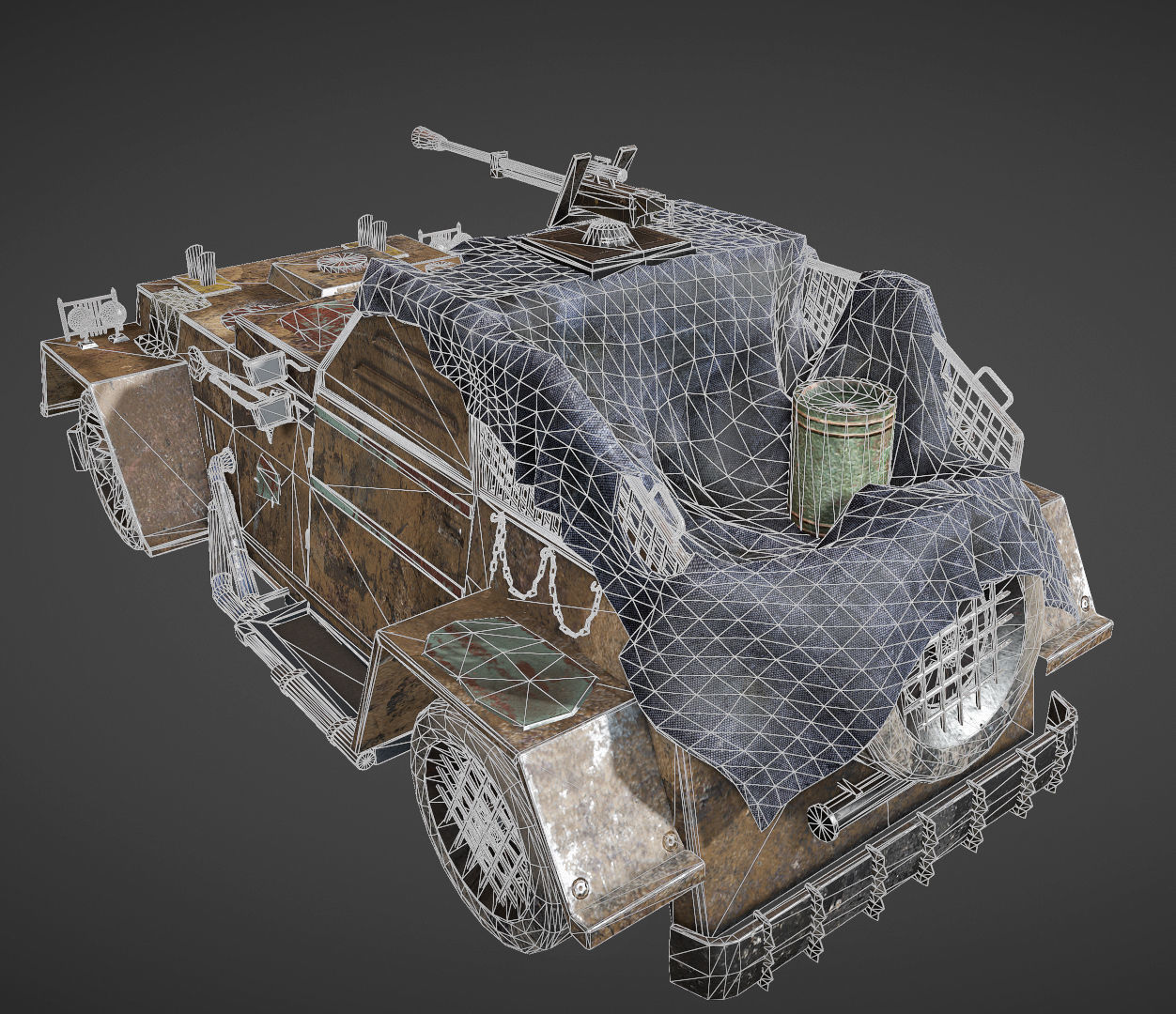 Apocalyptic armored vehicle game ready Low-poly 3D model_17