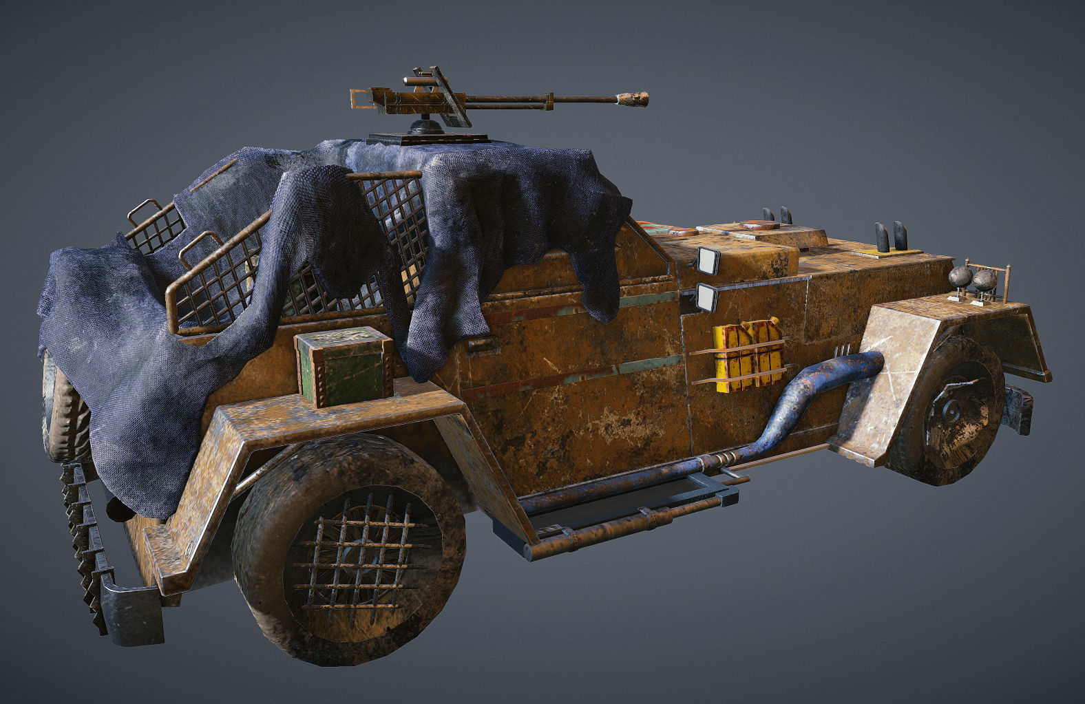 Apocalyptic armored vehicle game ready Low-poly 3D model_11