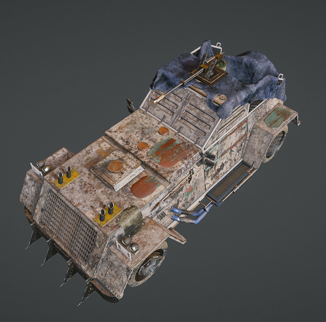 Apocalyptic armored vehicle game ready Low-poly 3D model_18