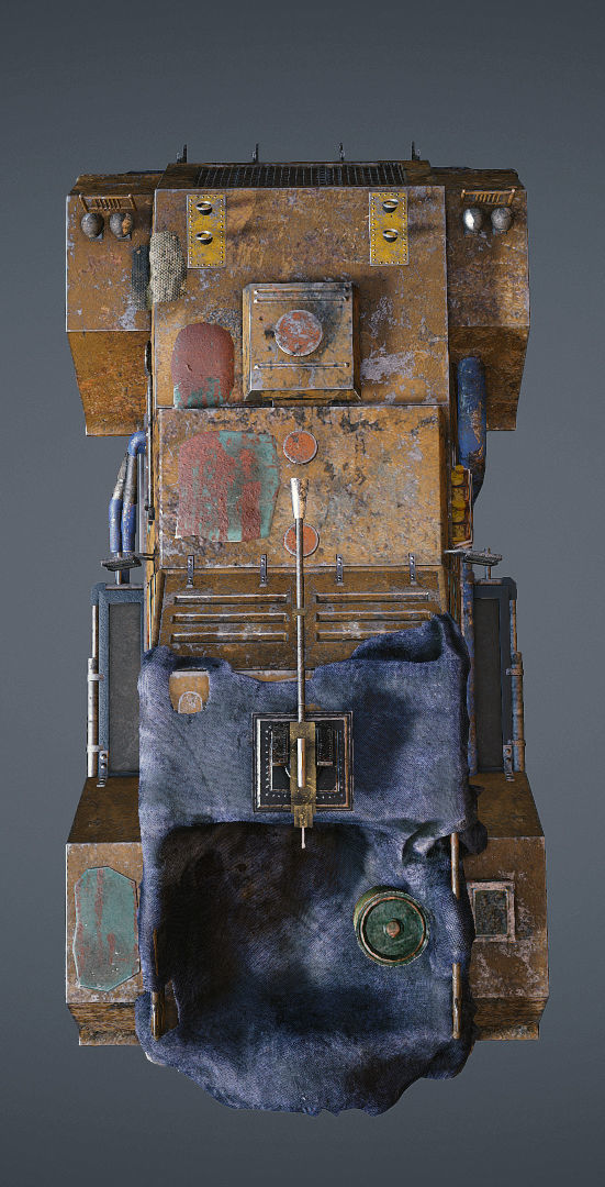 Apocalyptic armored vehicle game ready Low-poly 3D model_9