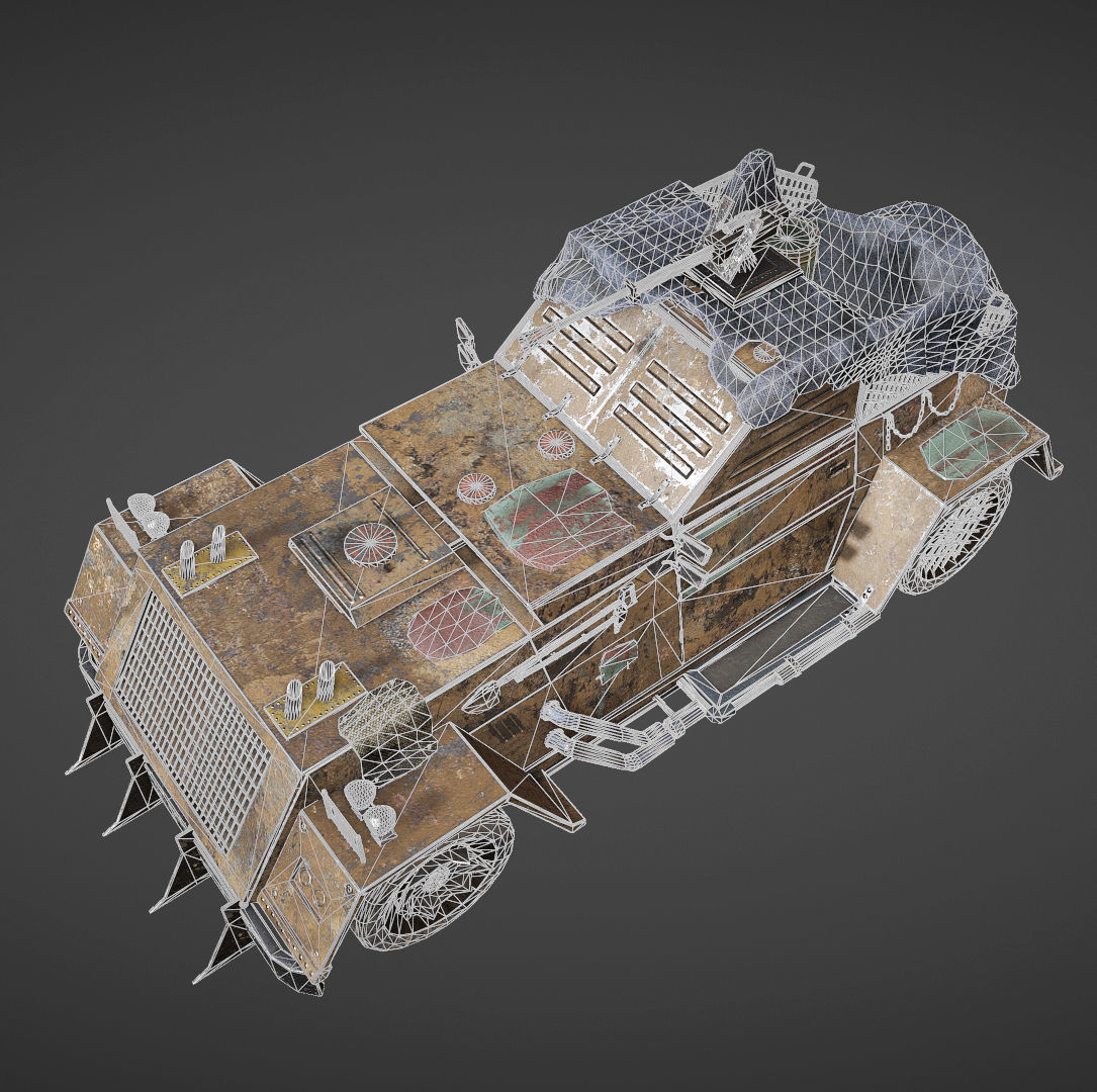 Apocalyptic armored vehicle game ready Low-poly 3D model_15