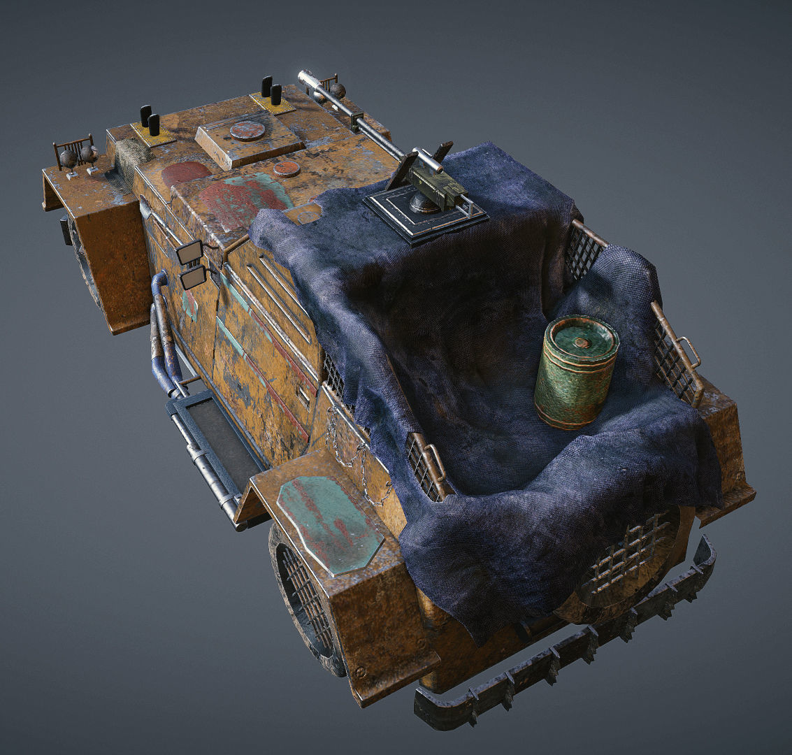 Apocalyptic armored vehicle game ready Low-poly 3D model_14