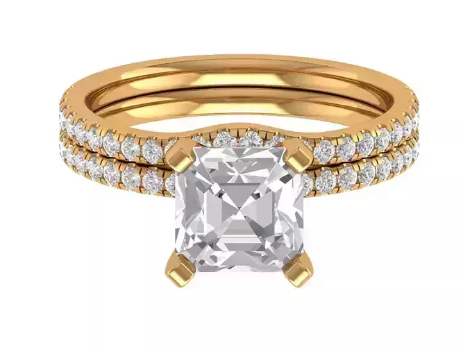 Asscher Engagement Band 