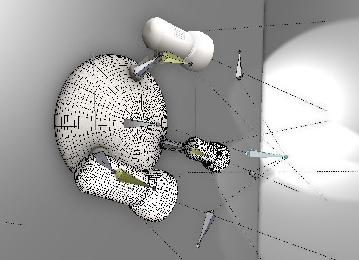 Wall Lamp Rigged Low-poly 3D model_2