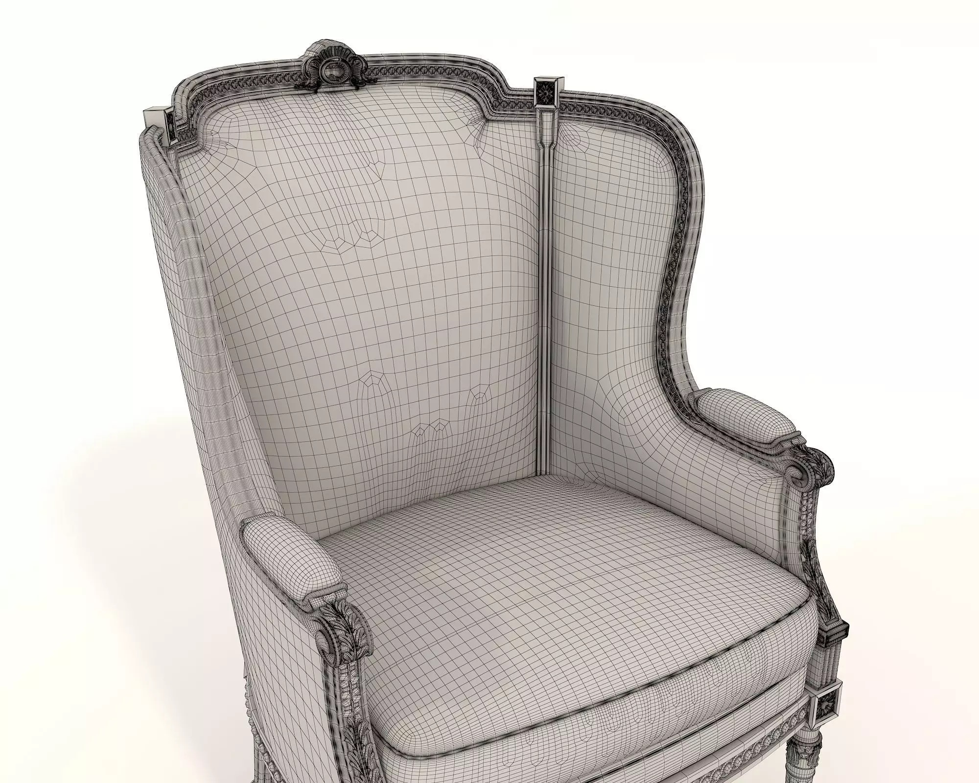 Classic European Style Coffee Table and Armchair 20 3D model_9