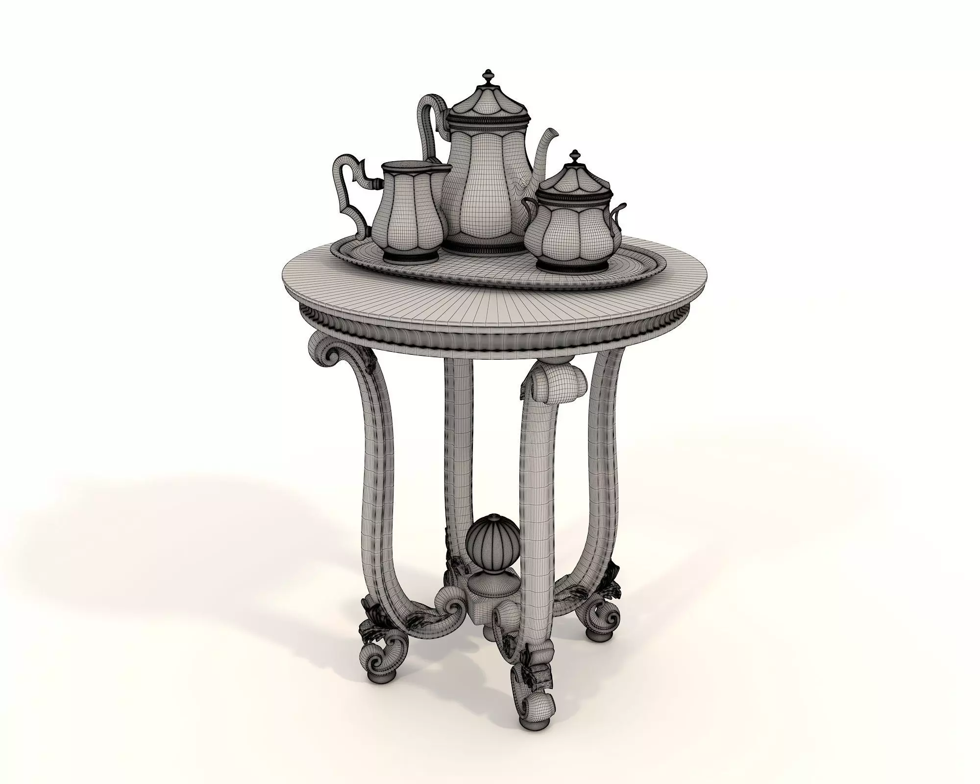 Classic European Style Coffee Table and Armchair 20 3D model_10