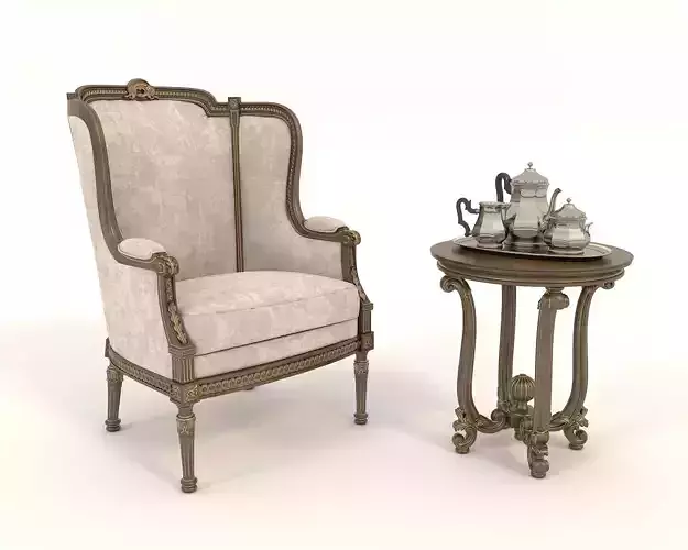 Classic European Style Coffee Table and Armchair 20
