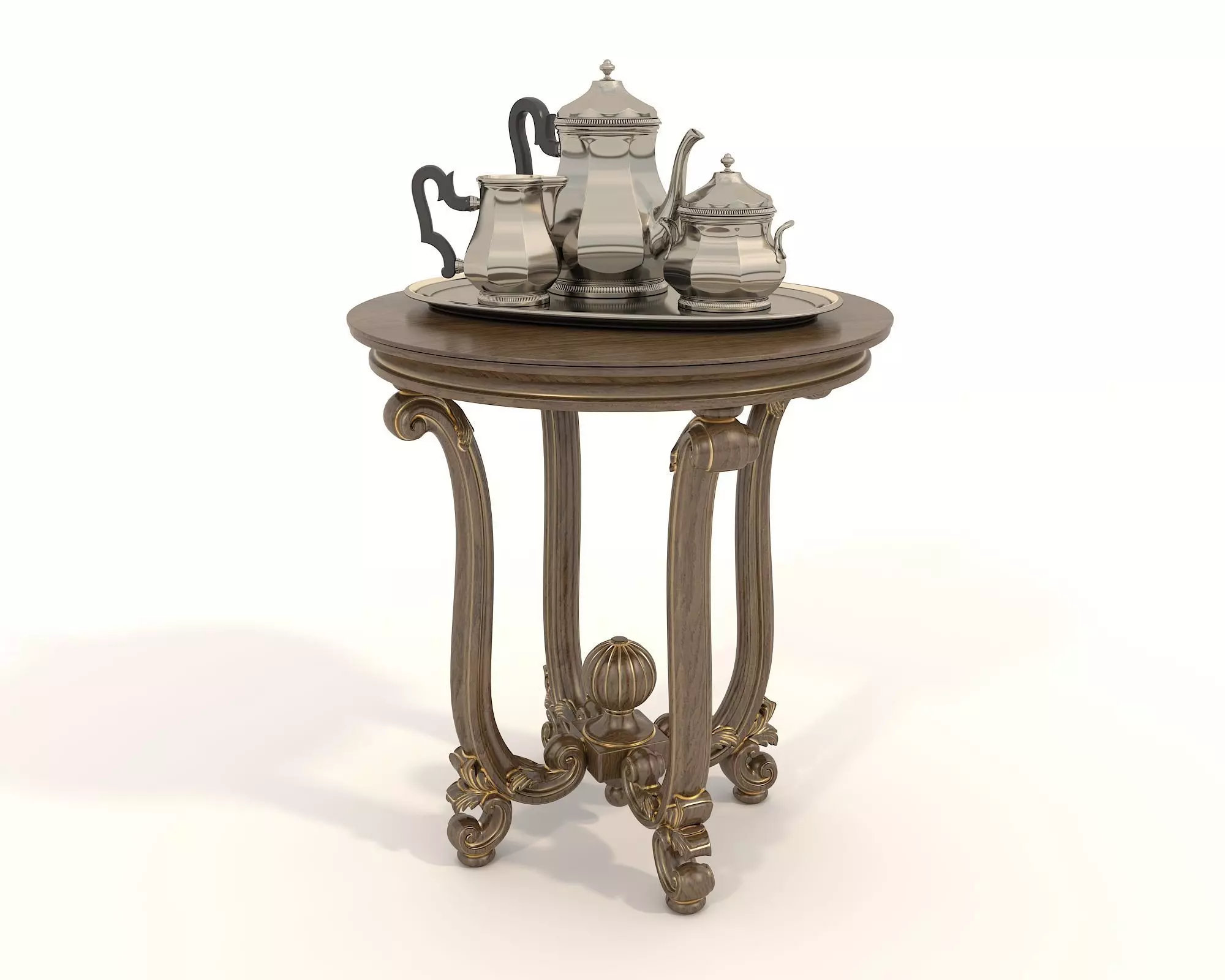 Classic European Style Coffee Table and Armchair 20 3D model_7