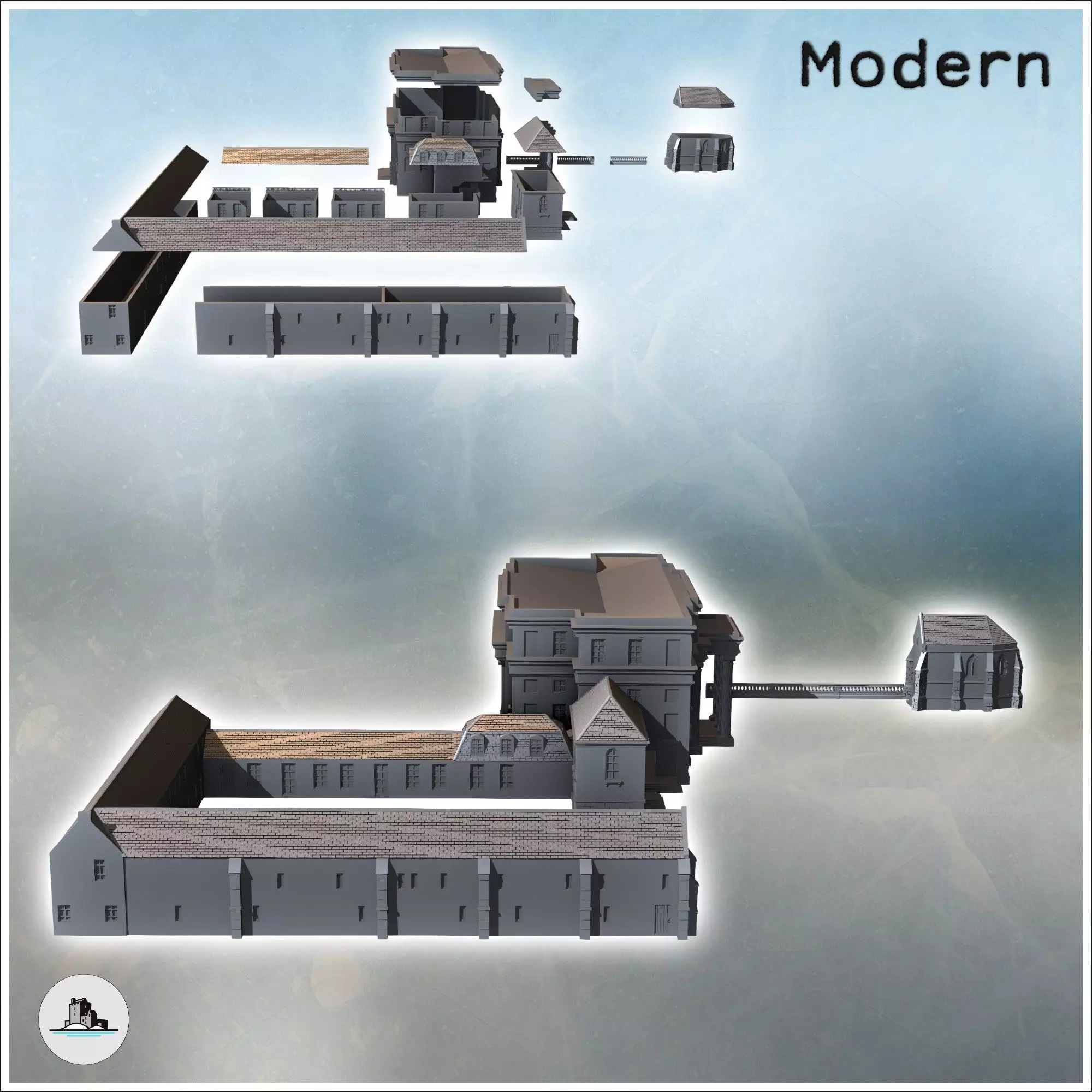 Set of buildings of the Chateau de Benouville Calvados Normandy 3D print model_1