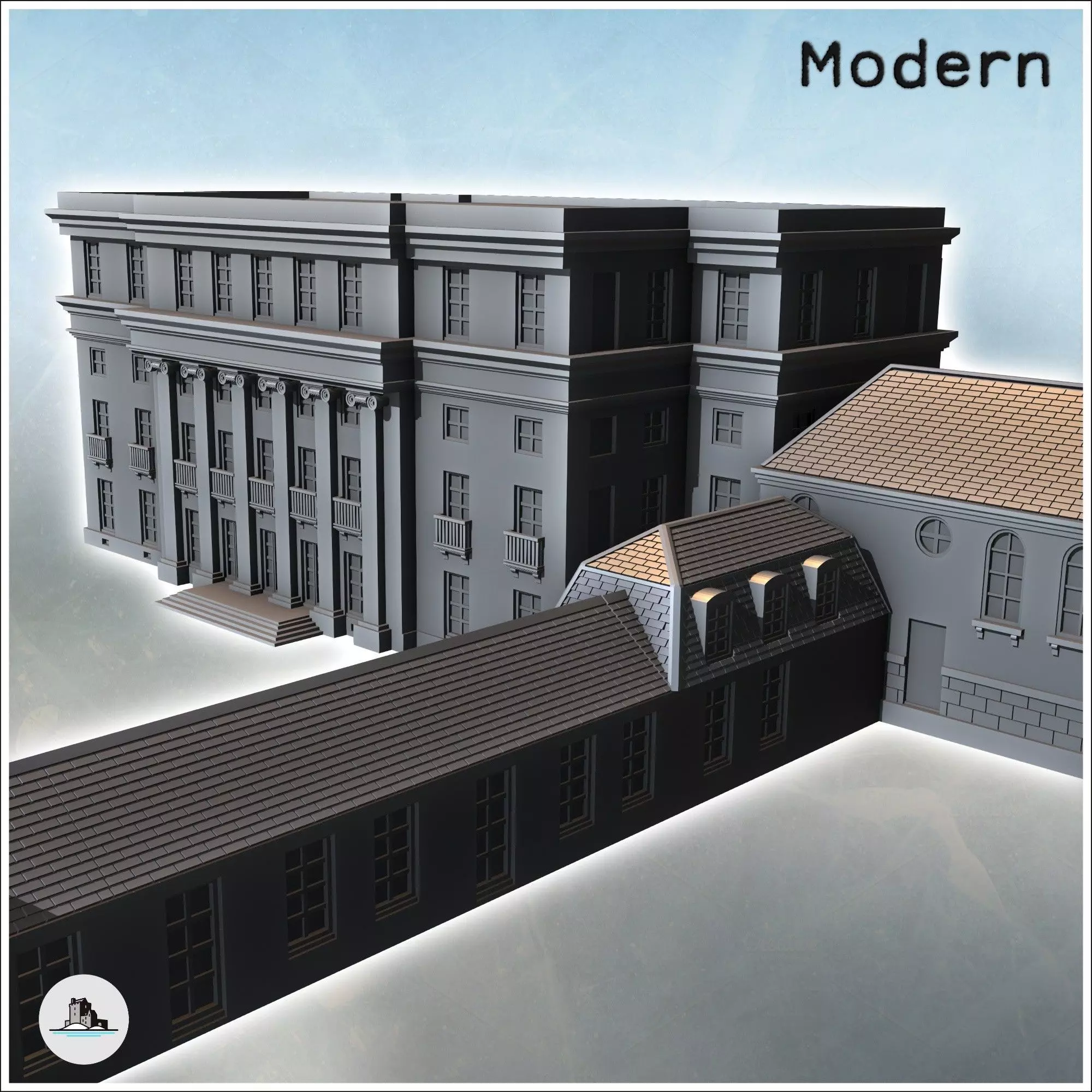 Set of buildings of the Chateau de Benouville Calvados Normandy 3D print model_7