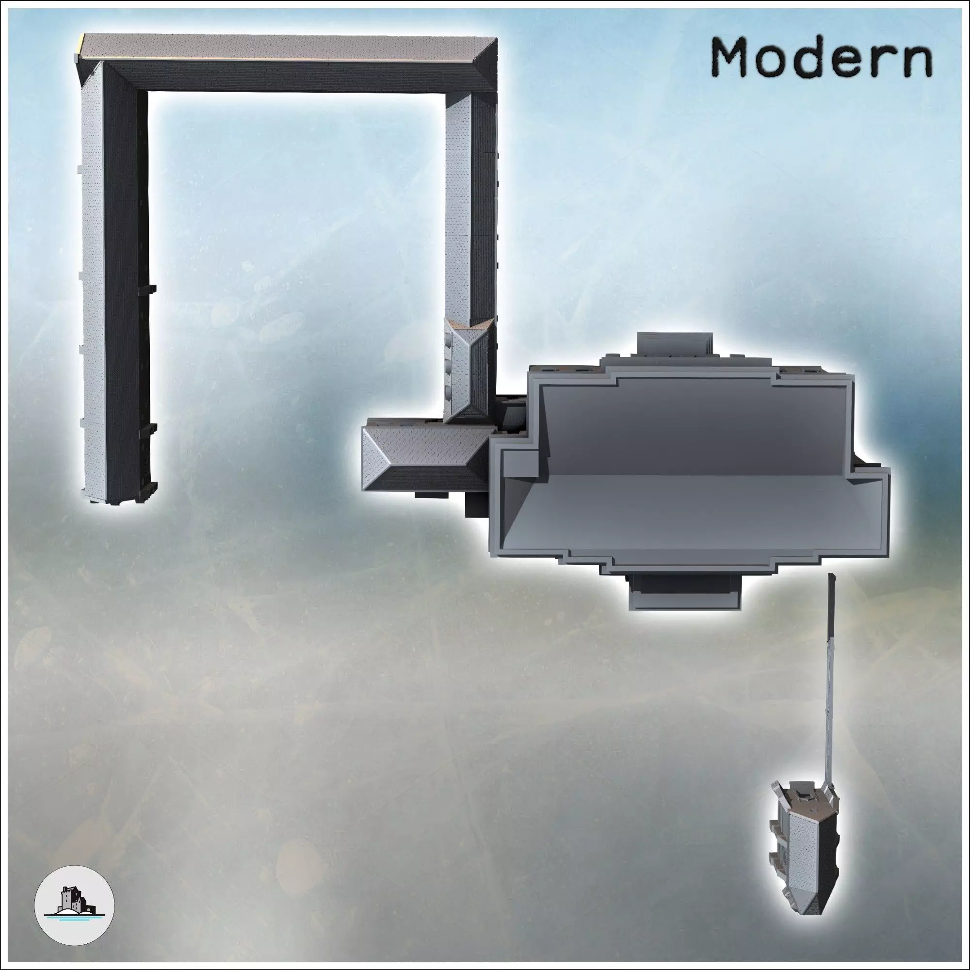 Set of buildings of the Chateau de Benouville Calvados Normandy 3D print model_4