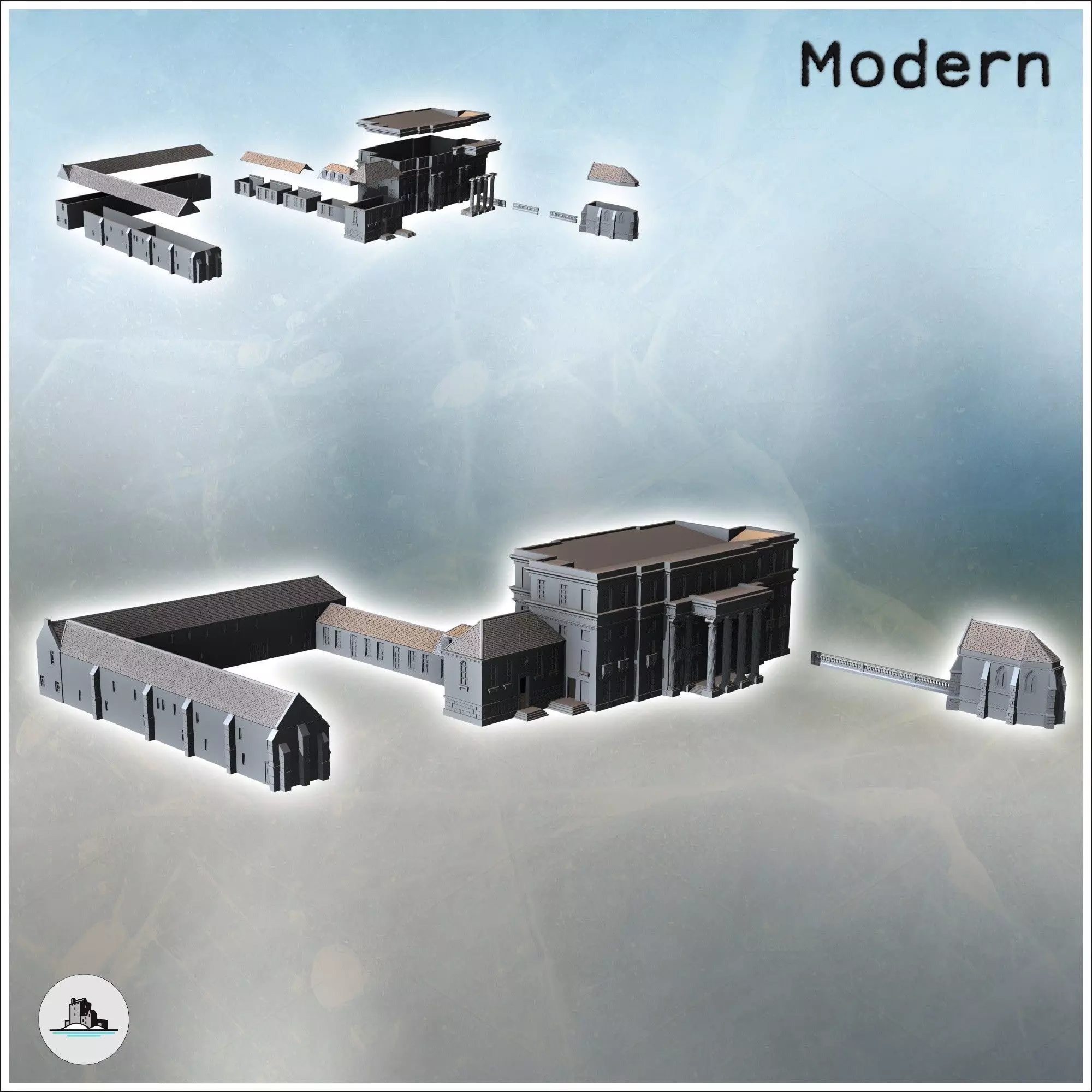 Set of buildings of the Chateau de Benouville Calvados Normandy 3D print model_0