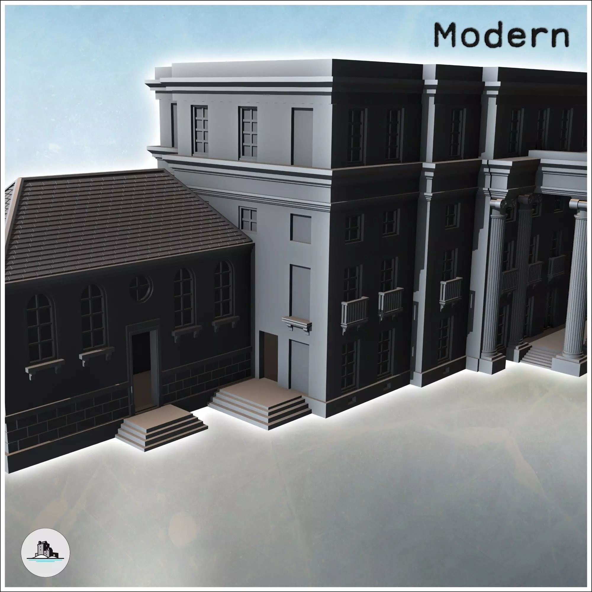 Set of buildings of the Chateau de Benouville Calvados Normandy 3D print model_6