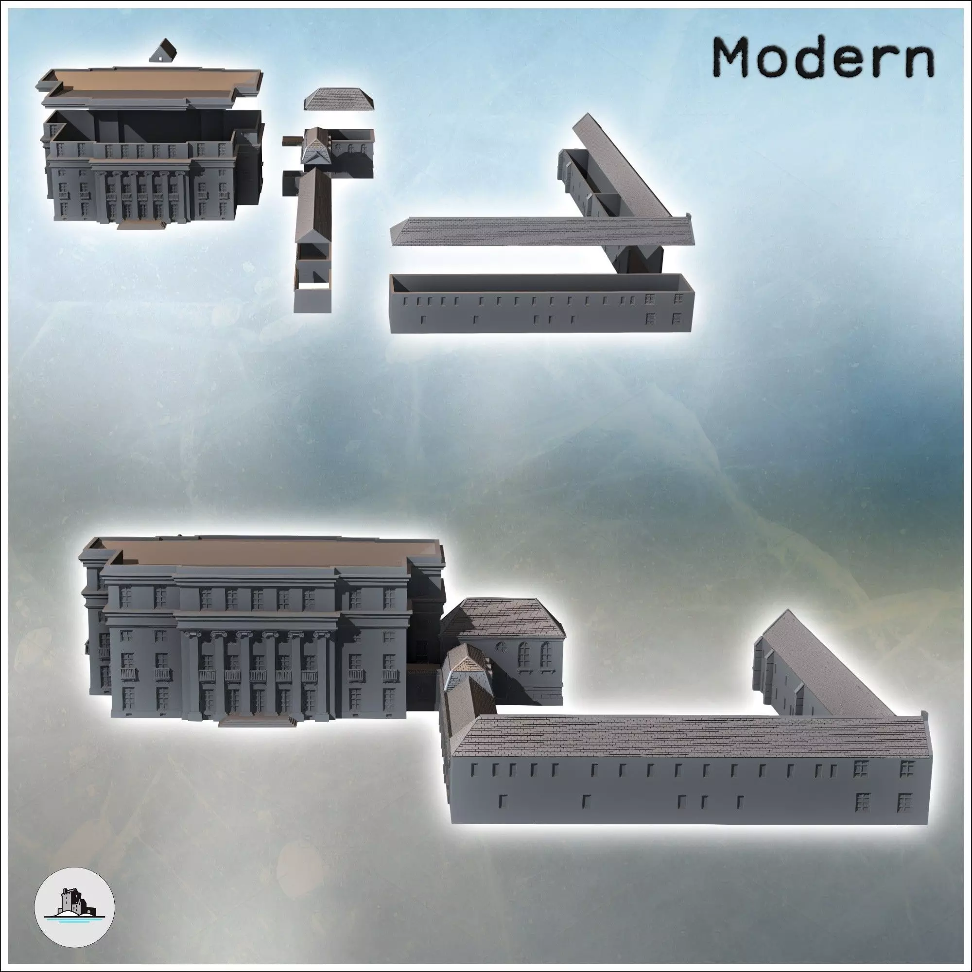 Set of buildings of the Chateau de Benouville Calvados Normandy 3D print model_2