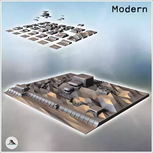 Large set of fortifications with trenches bunkers and beach dike
