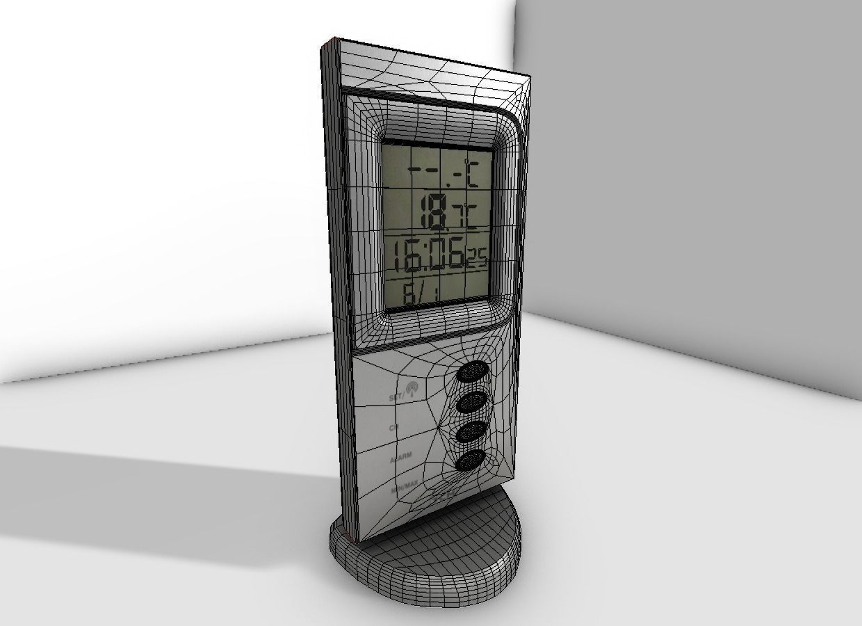 Digital room thermometer Low-poly 3D model_4