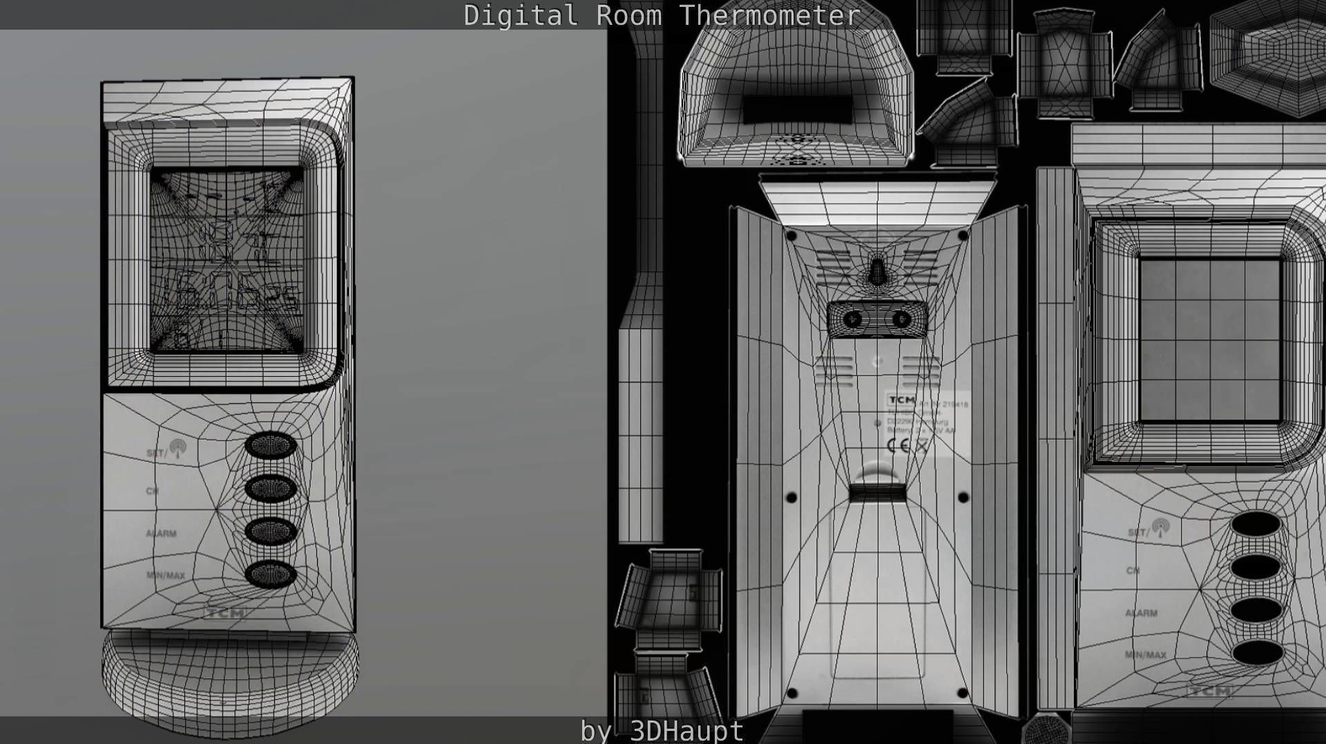 Digital room thermometer Low-poly 3D model_72