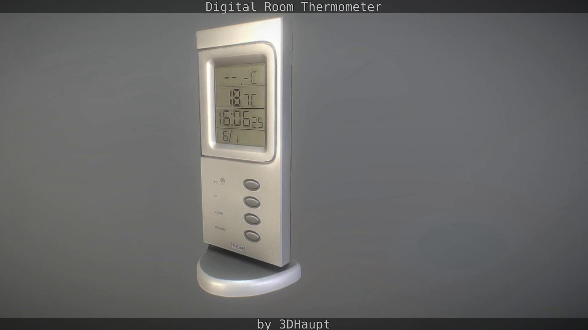 Digital room thermometer Low-poly 3D model_21
