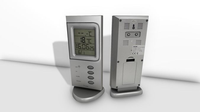 Digital room thermometer Low-poly 3D model_18
