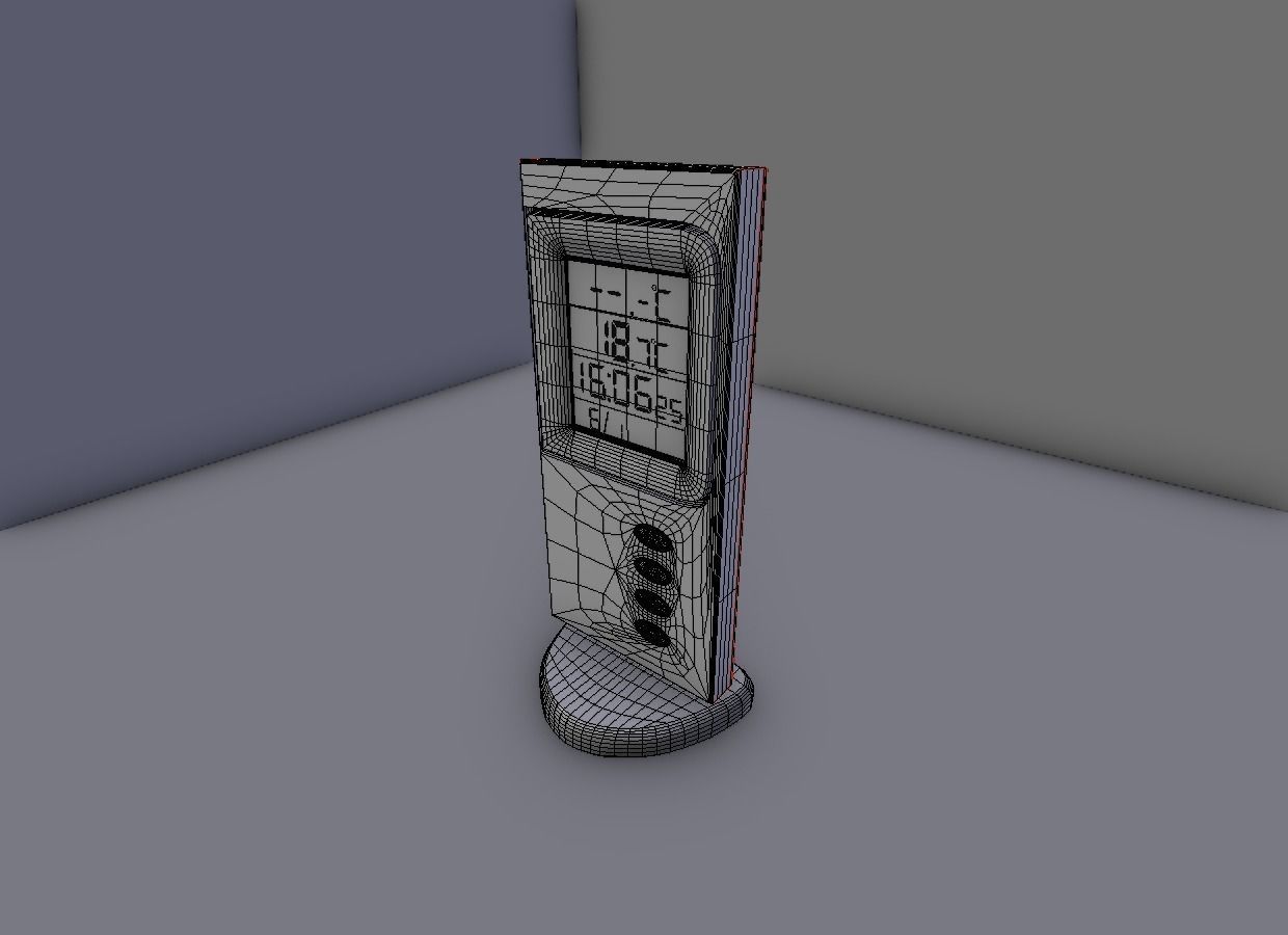 Digital room thermometer Low-poly 3D model_7